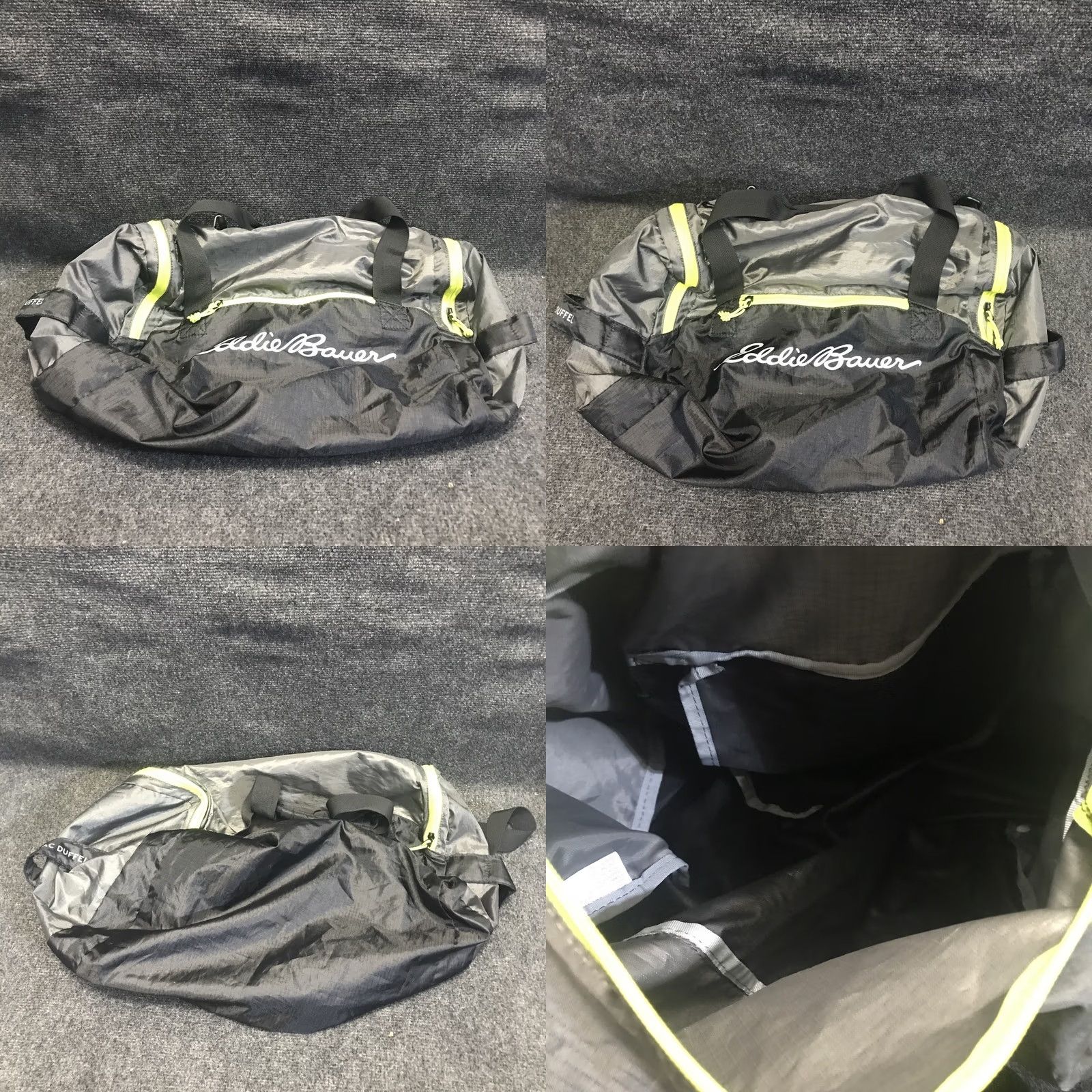 Eddie Bauer Eddie Bauer Rippack Duffle Bag Lightweight Packable Black Neon Green 063-0513 Size 40 - 8 Thumbnail