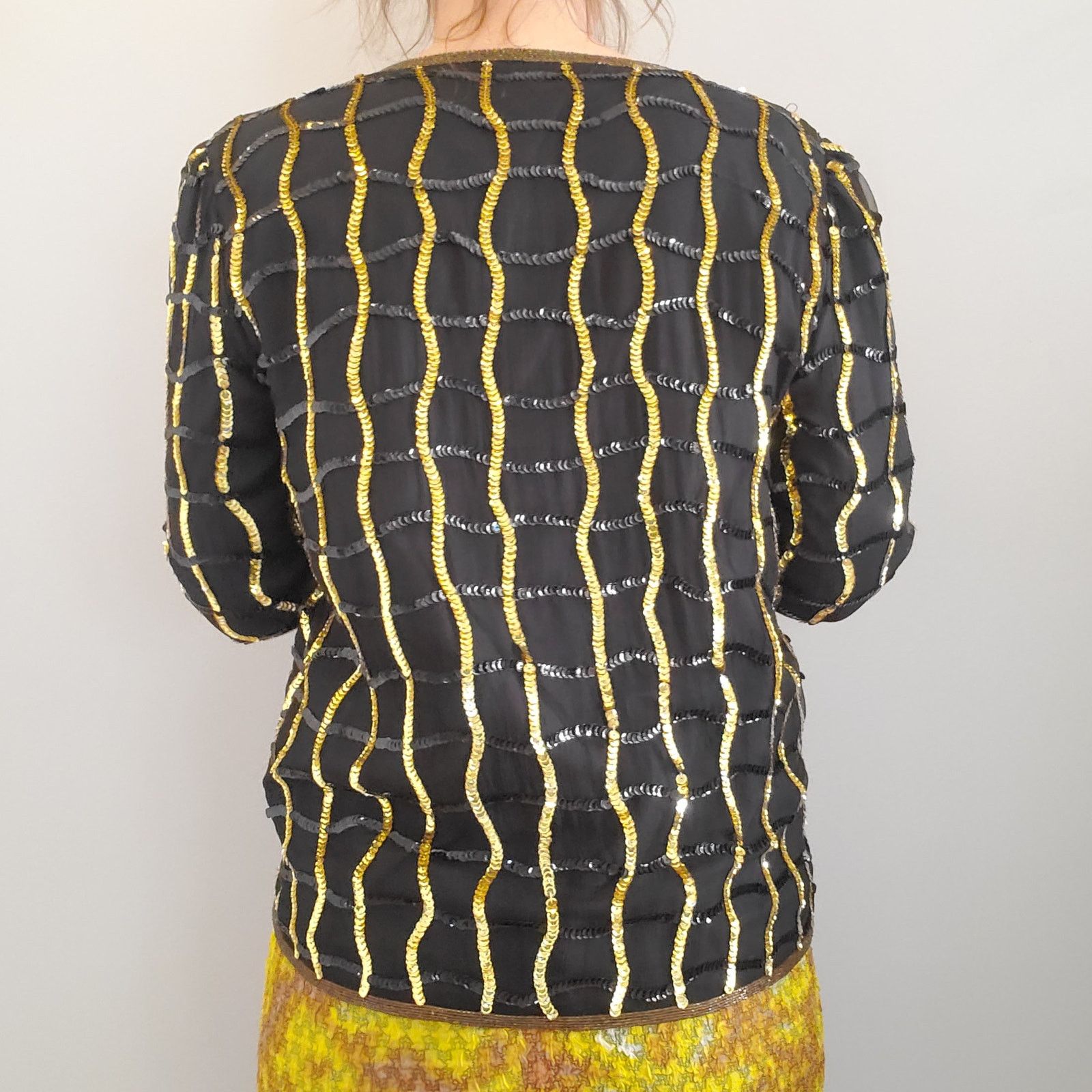 Other Vintage Sheer Silk Sequin Jacket Gold and Black S Size S / US 4 / IT 40 - 6 Thumbnail