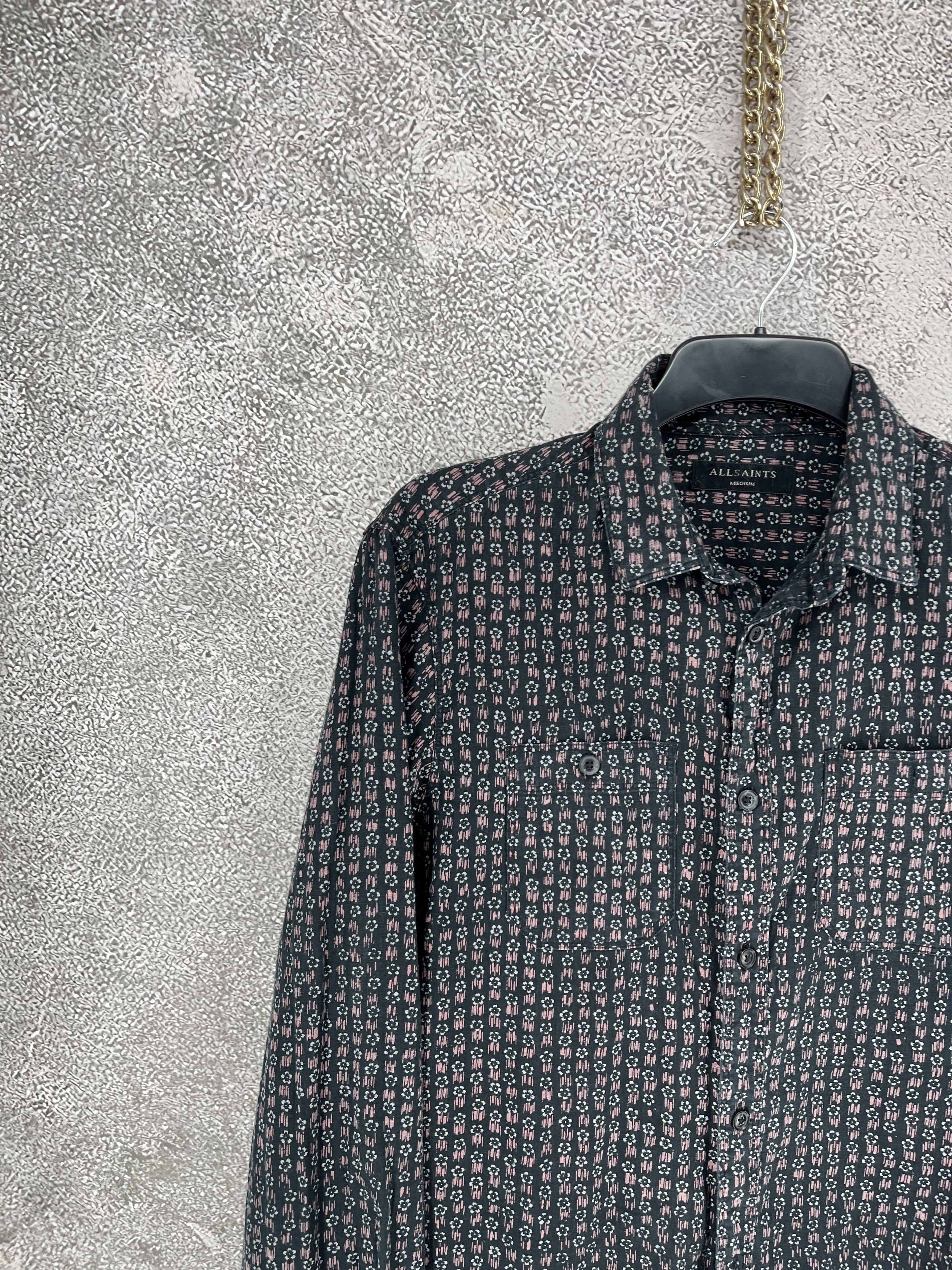 Allsaints AllSaints Gray Button Up Floral Geometric All Over Print Size US M / EU 48-50 / 2 - 4 Thumbnail