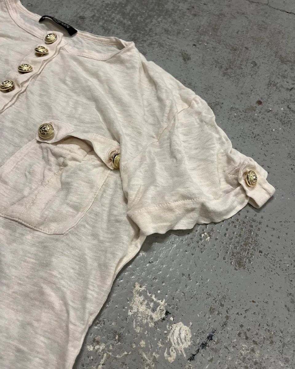 Balmain Balmain White Military Buttoned T-Shirt Size S / US 4 / IT 40 - 6 Thumbnail