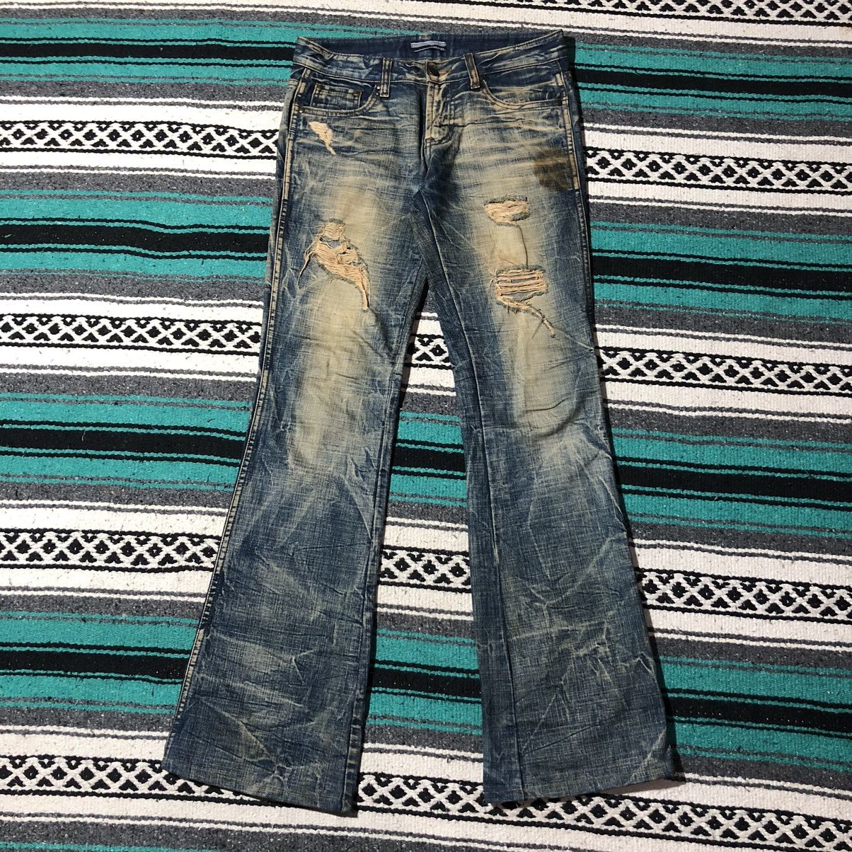 image of If Six Was Nine x Le Grande Bleu L G B Ozz First Mudwash Flared Distressed Denim, Men's (Size 29)