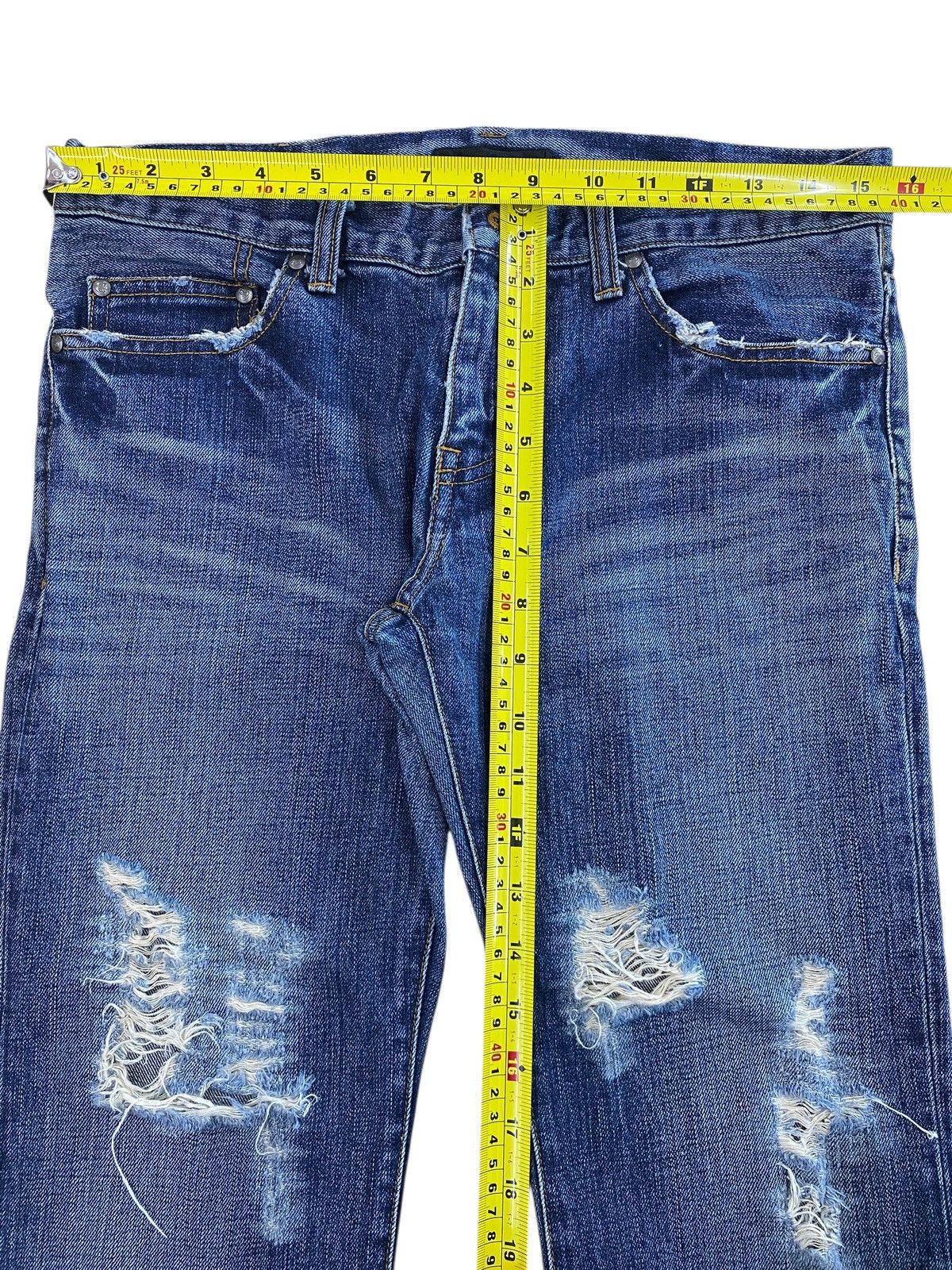 Japanese Brand Blue Wash Distressed Style Flare Jeans