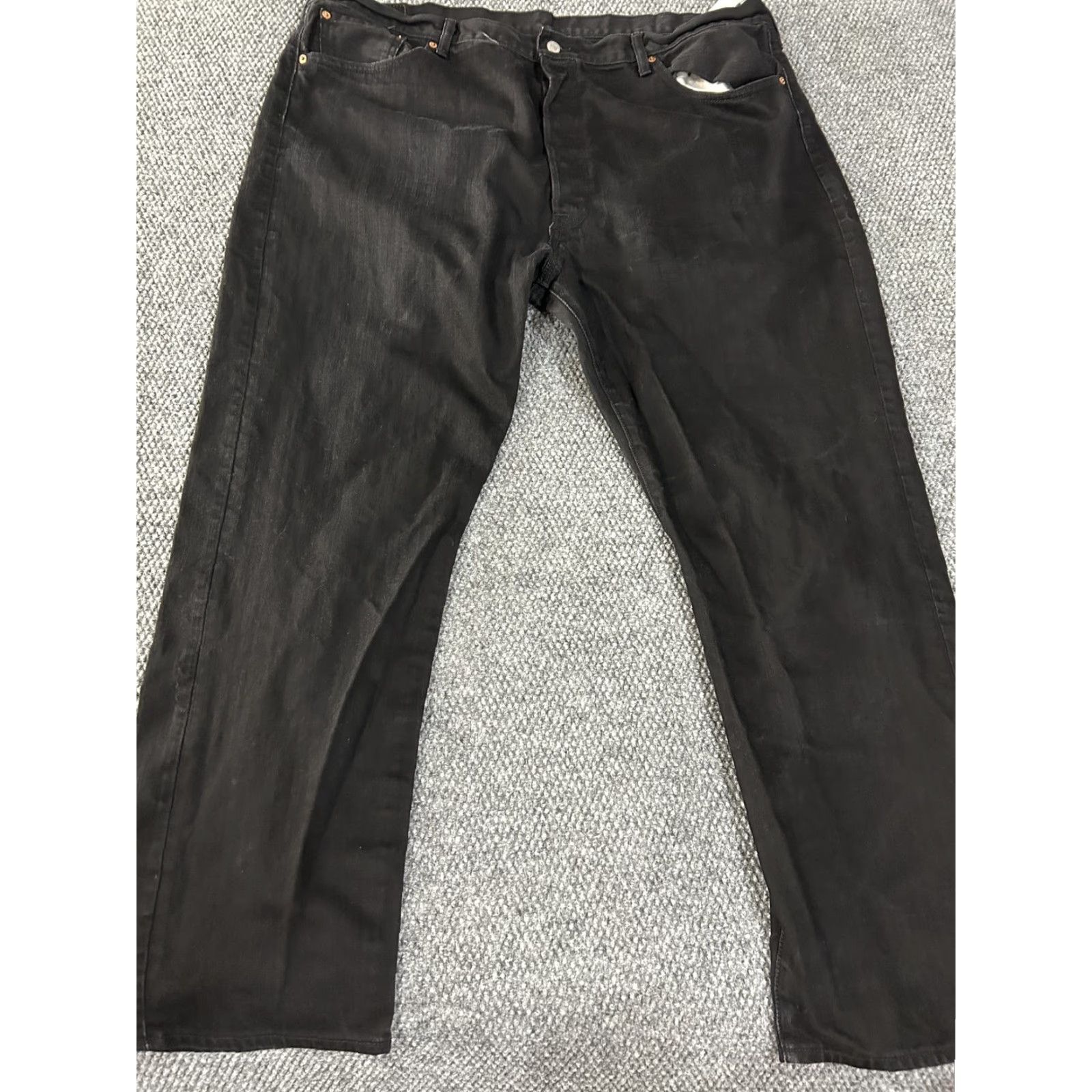 Levi's Levi's 501 Jeans Mens 44x32 Black Button Fly Straight Leg Regular Denim Pants Relaxed Fit Pockets Size US 44 / EU 60 - 2 Thumbnail