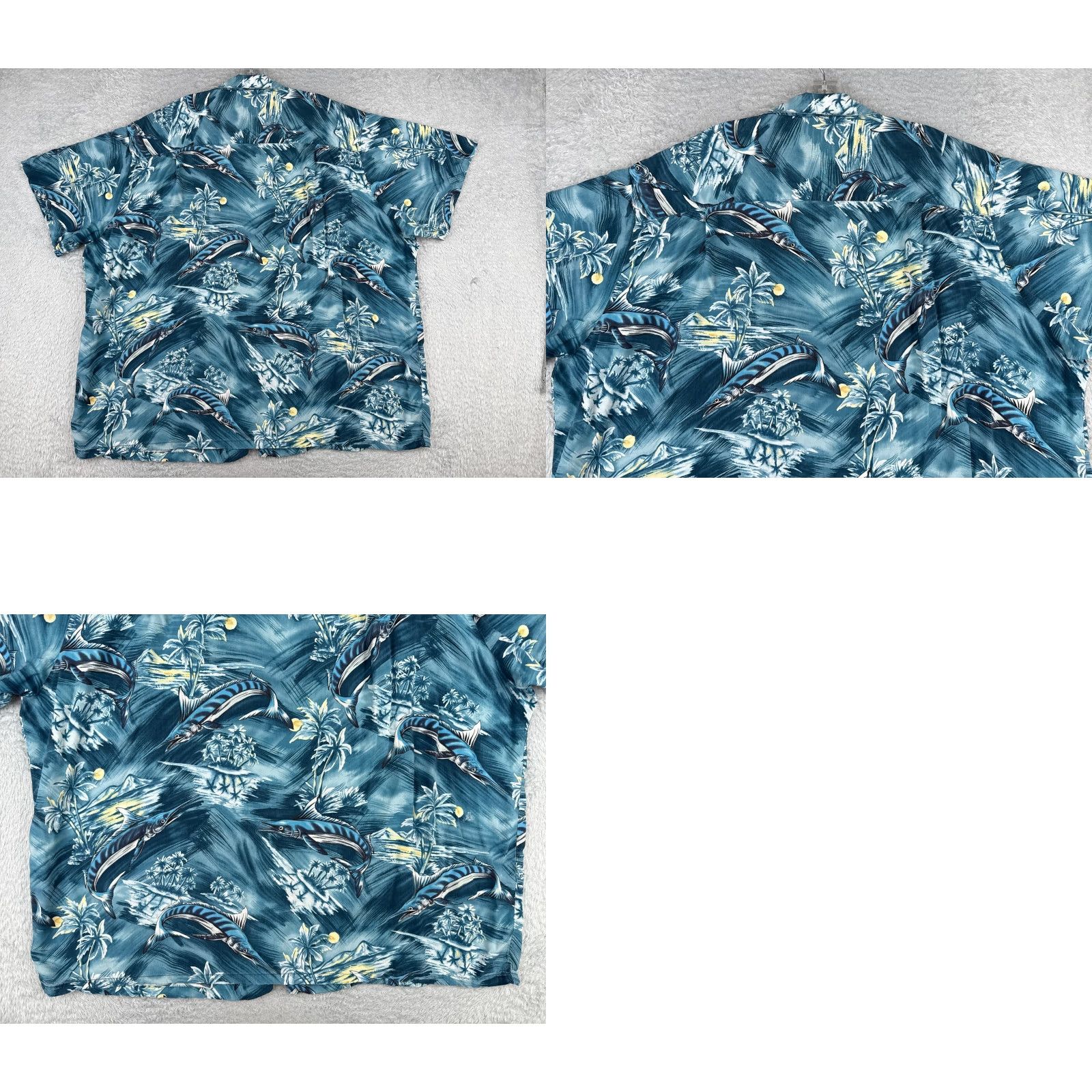 Paradise Found VINTAGE Paradise Found Shirt Men 3XL Blue Hawaiian Palm Floral Short Sleeve Button-Up Size US XXL / EU 58 / 5 - 9 Thumbnail