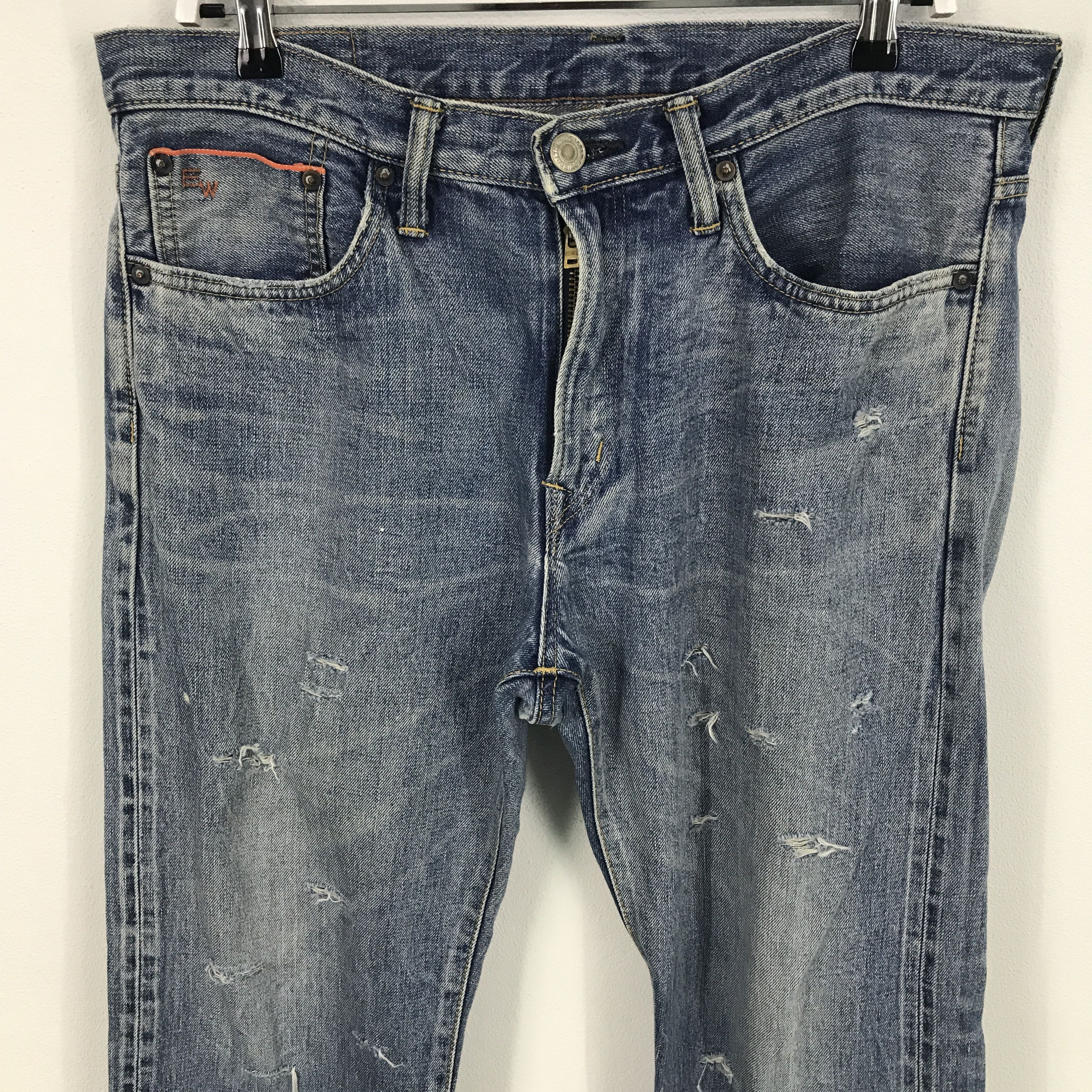 Edwin × Japanese Brand Rare edwin distressed jeans Size US 33 - 2 Thumbnail