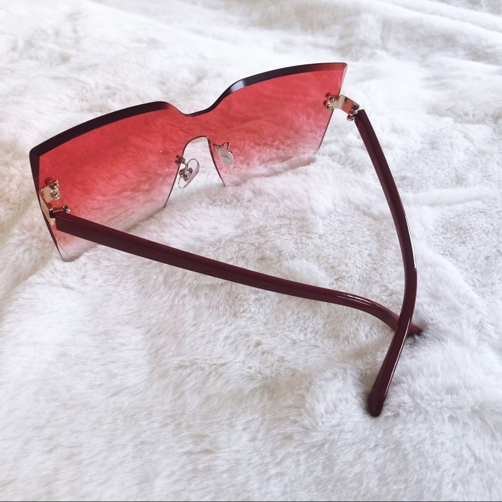 Other Dana Dark Pink Rimless Oversize Cat Eye Sunglasses Size ONE SIZE - 8 Thumbnail