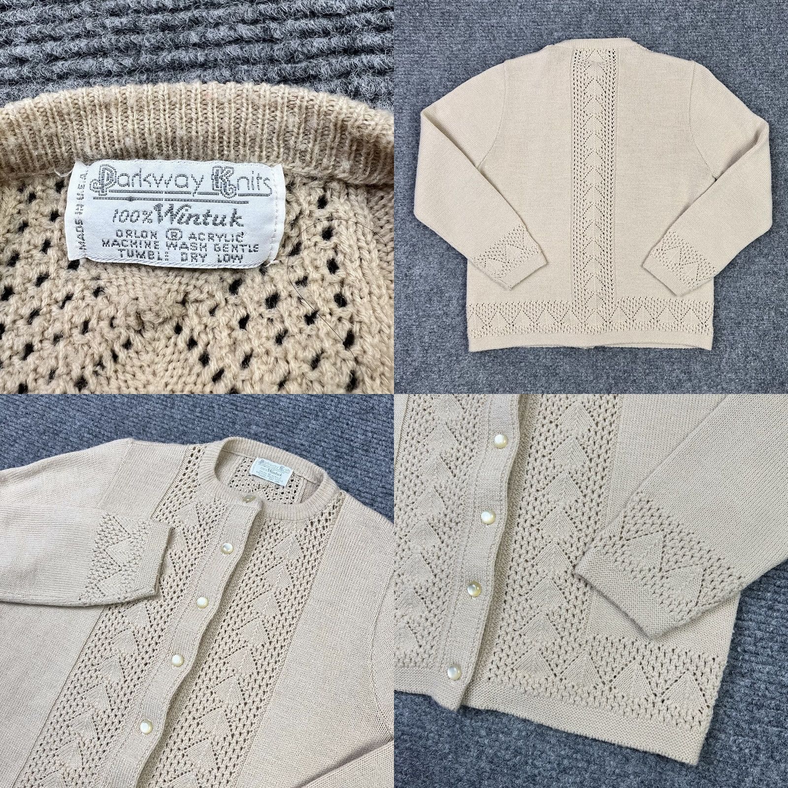Vintage VINTAGE Parkway Knits Cardigan Shirt Women M Beige 90s Knit Heavyweight Crew Neck Buttoned Size M / US 6-8 / IT 42-44 - 9 Thumbnail