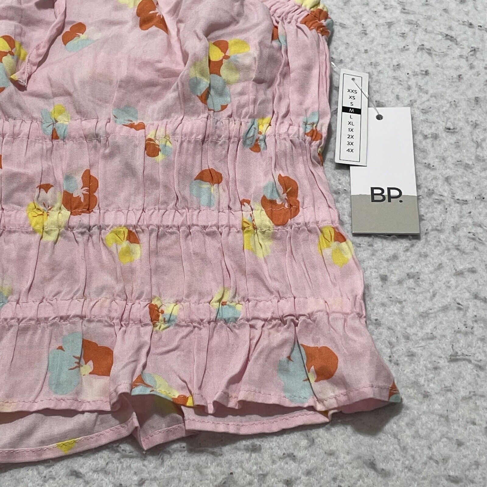 Nordstrom BP Tube Top Pink Multi Textile Floral Smocked Strapless Size M / US 6-8 / IT 42-44 - 3 Thumbnail