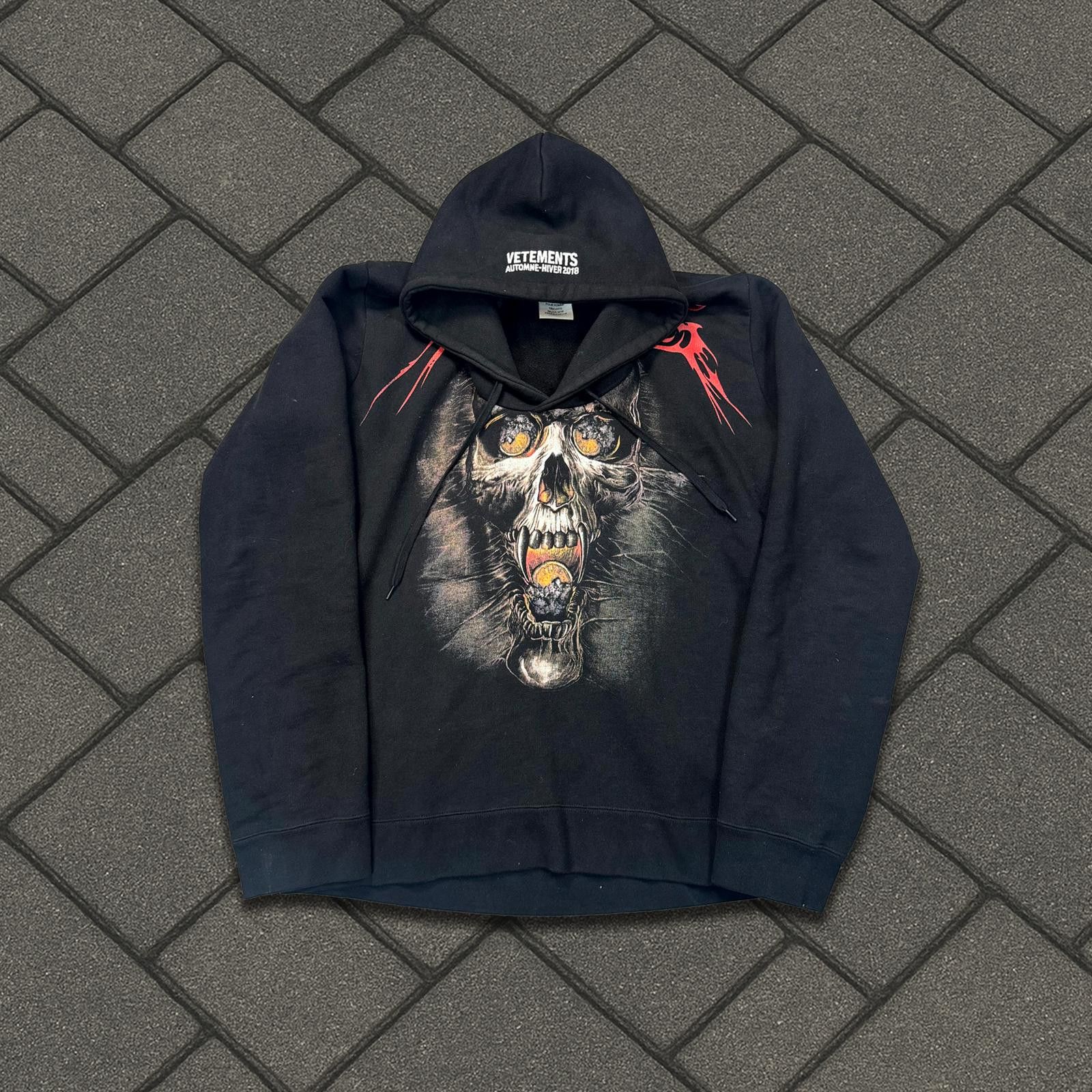 Vetements AW18 Vetements Misplaced Skull Hoodie Black | Grailed