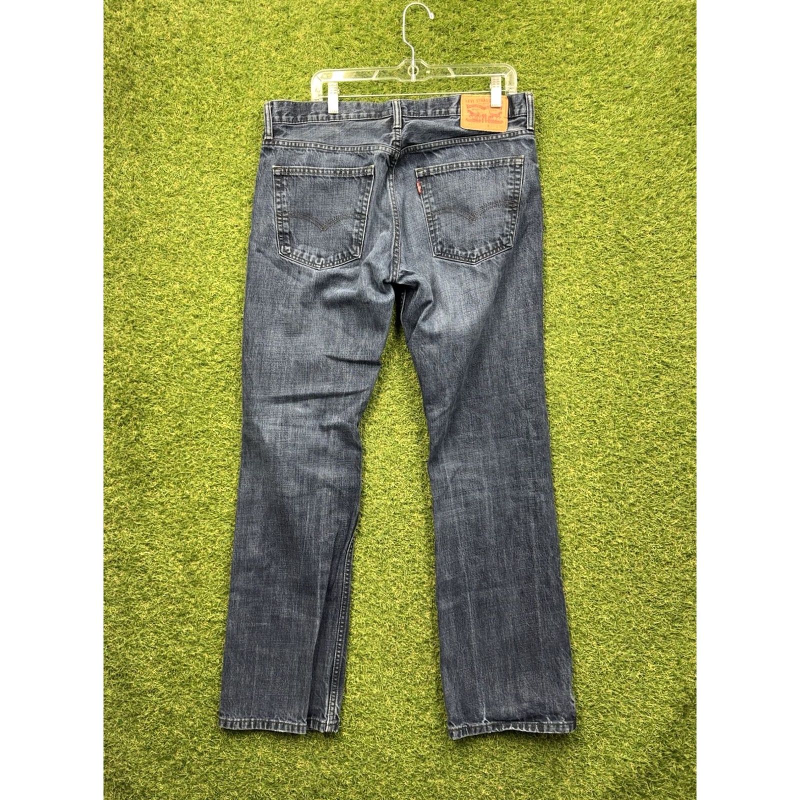 Levi's Levi's 527 Jeans Mens 36x34 Bootcut Dark Wash Distressed Denim 5-Pocket Regular Blue Leather Logo Belt Loops USA Western Workwear Size US 36 / EU 52 - 2 Thumbnail