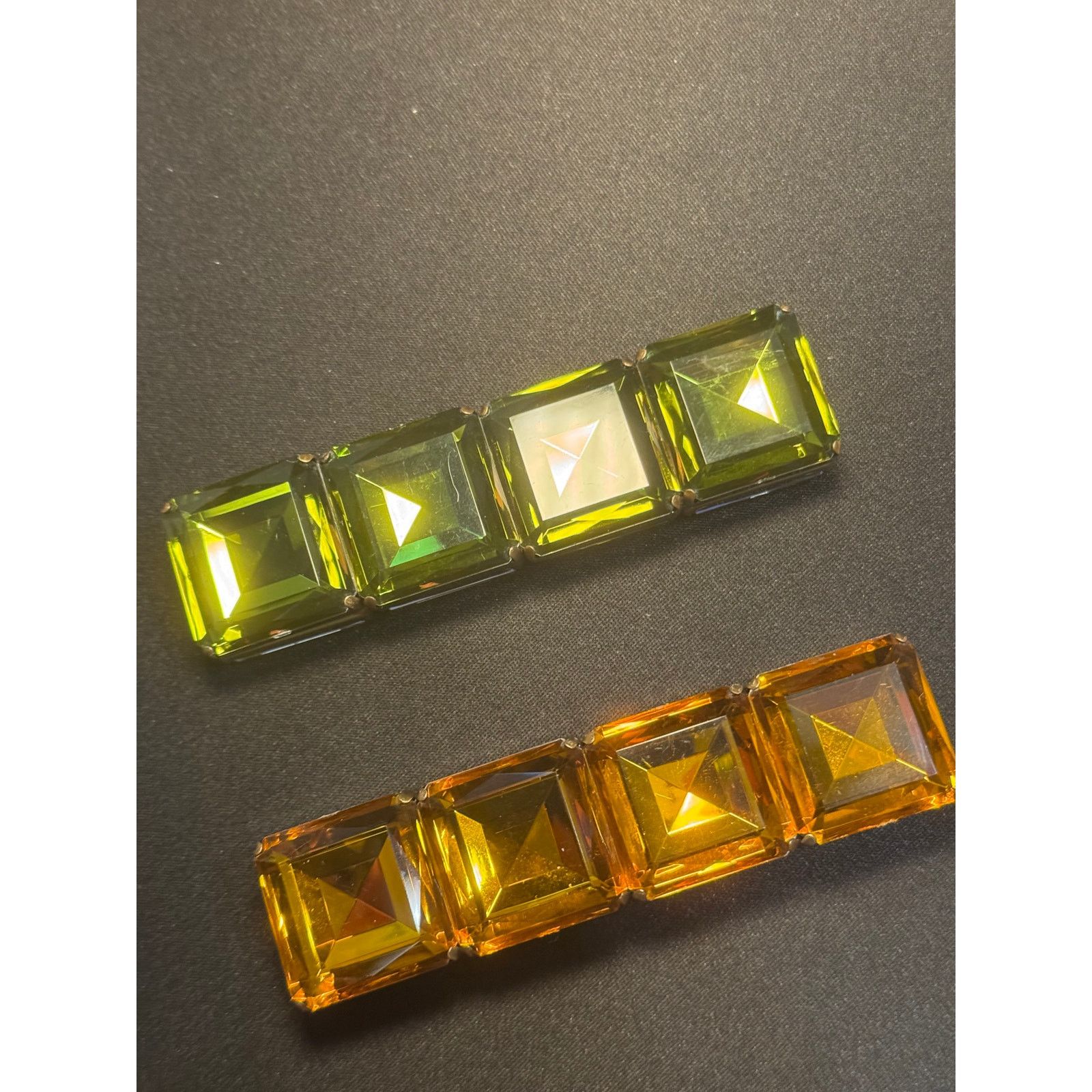 Other Vintage Large Stretch Statement Lucite Gold Green Bracelets Size ONE SIZE - 1 Thumbnail