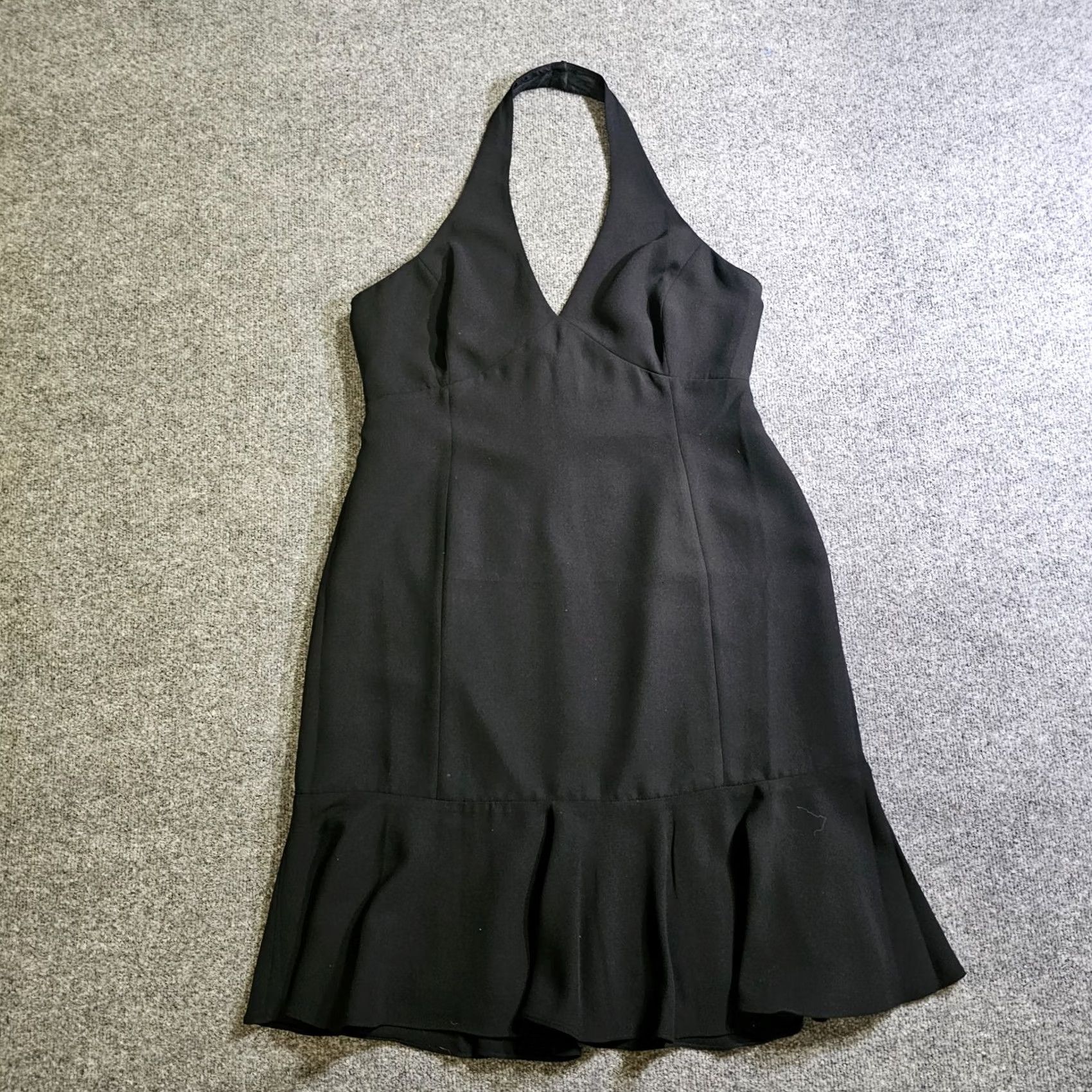 Chaps Chaps Dress Womens 14 Black Halter Short Fitted Ruffle Hem Cocktail Party LBD Formal Dress Womens XS-Plus? Size 36" / US 14 / IT 50 - 2 Thumbnail