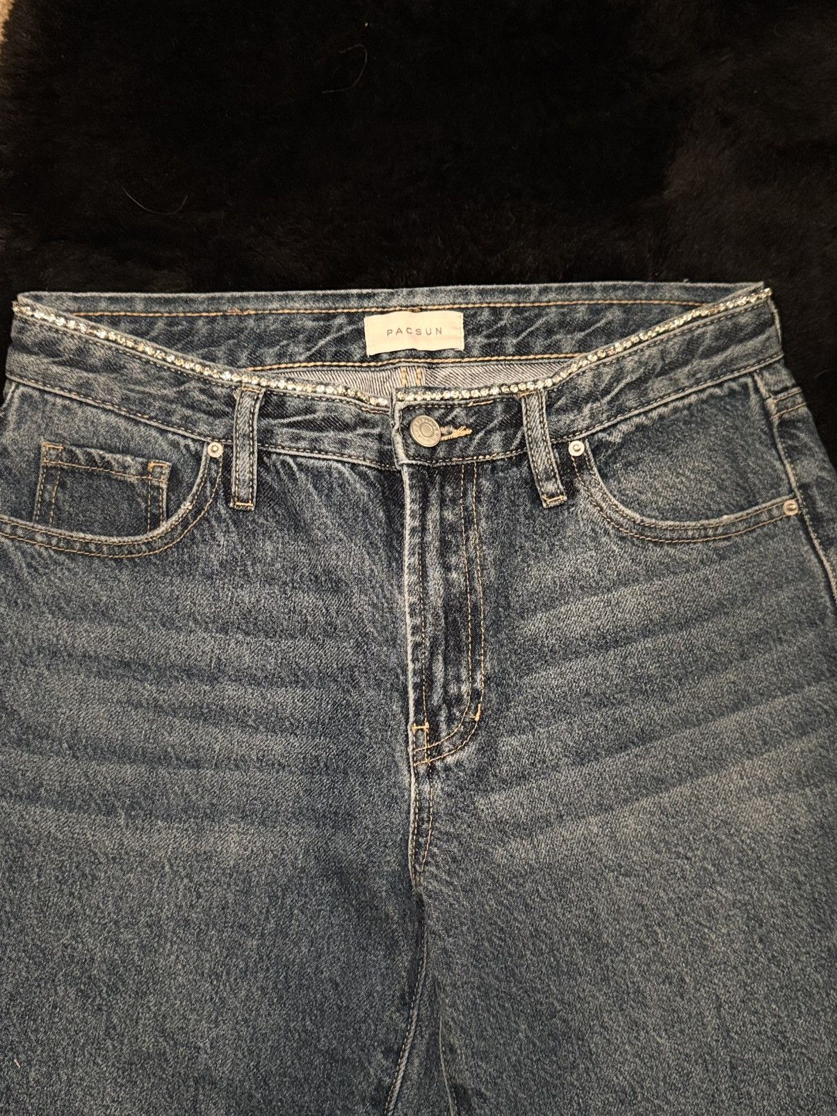 Pacsun PacSun Rhinestone Waistband 90s straight Jeans Size 26" / US 2 / IT 38 - 17 Thumbnail