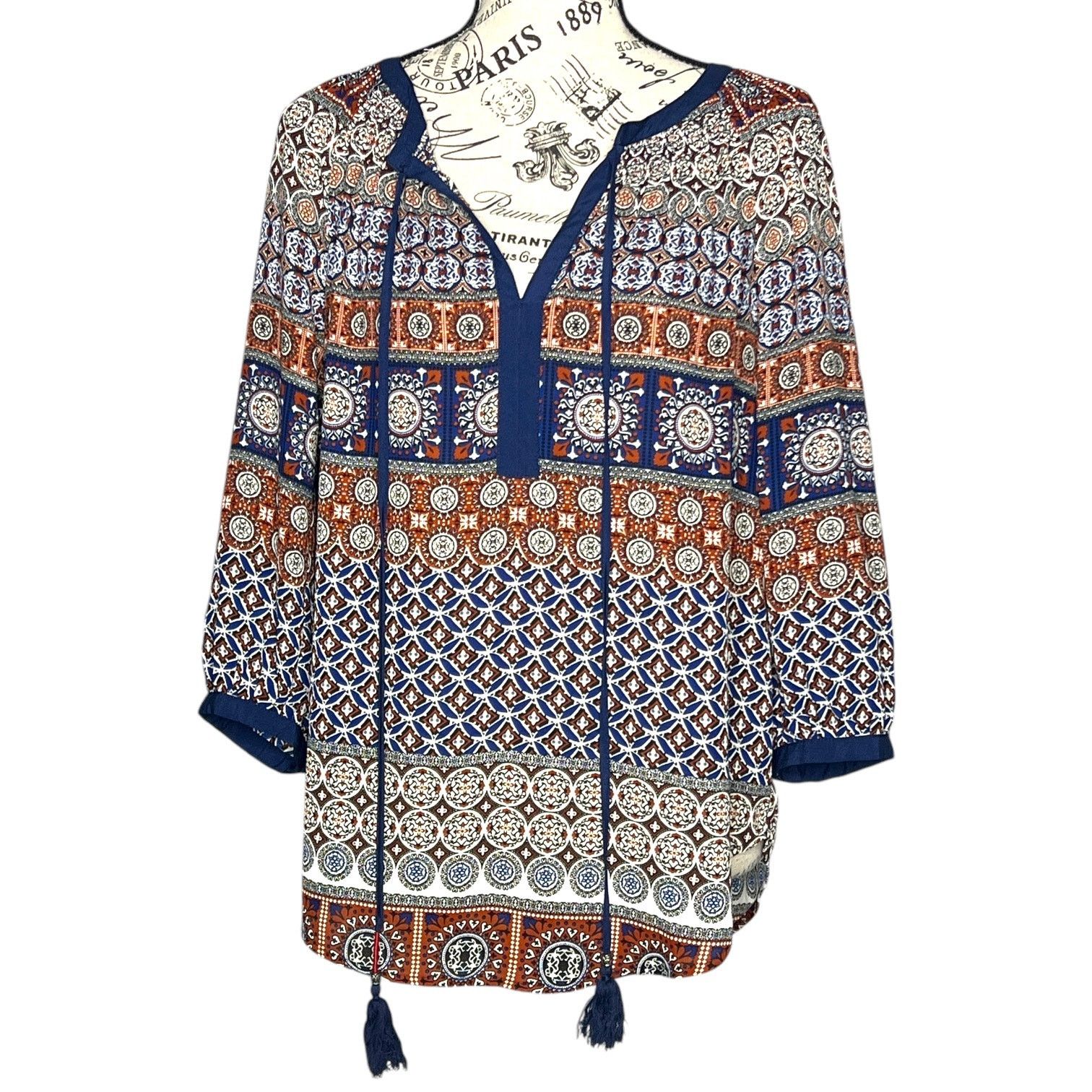 Other Wilcox Tie Neck Blouse - Stitch Fix 3/4 Sleeve Boho Top Size S / US 4 / IT 40 - 1 Thumbnail