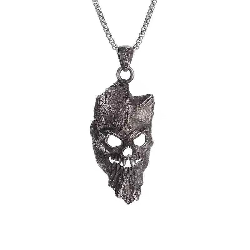 Jewelry Retro Gothic Death Skull Warrior Mask Pendant Necklace Size ONE SIZE - 4 Thumbnail