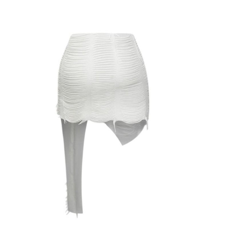 Other White Distressed Halter Cami Top Asymmetrical Mini Skirt Set Size 30" / US 8 / IT 44 - 5 Thumbnail