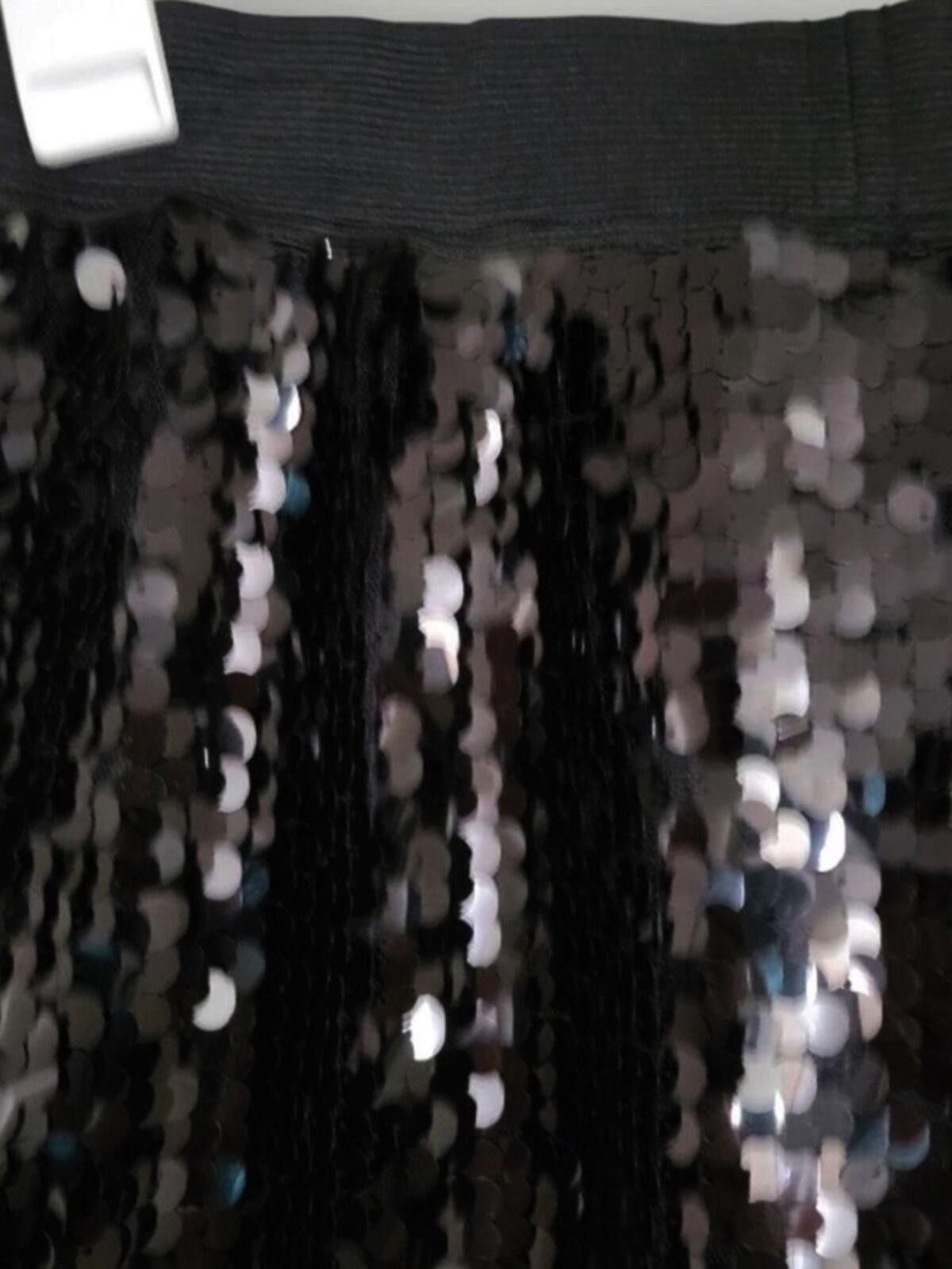 Other Pink Rose Black Sequin Skater Skirt Size 28" / US 6 / IT 42 - 5 Thumbnail