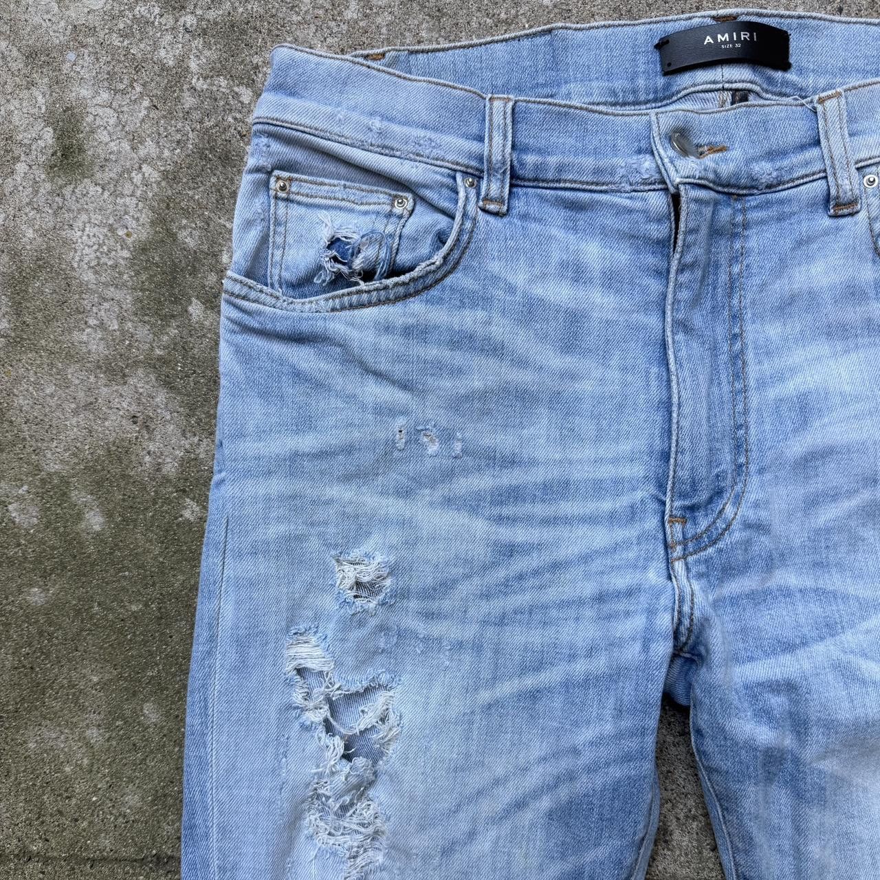 Amiri amiri destroyed thrashed light blue wash skinny jeans Size US 32 / EU 48 - 4 Thumbnail