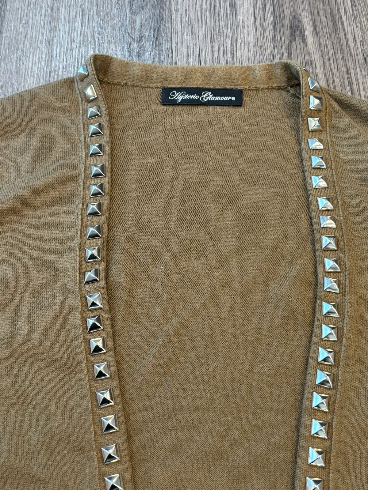 image of Hysteric Glamour Brown Studded Cardigan, Men's (Size Small)