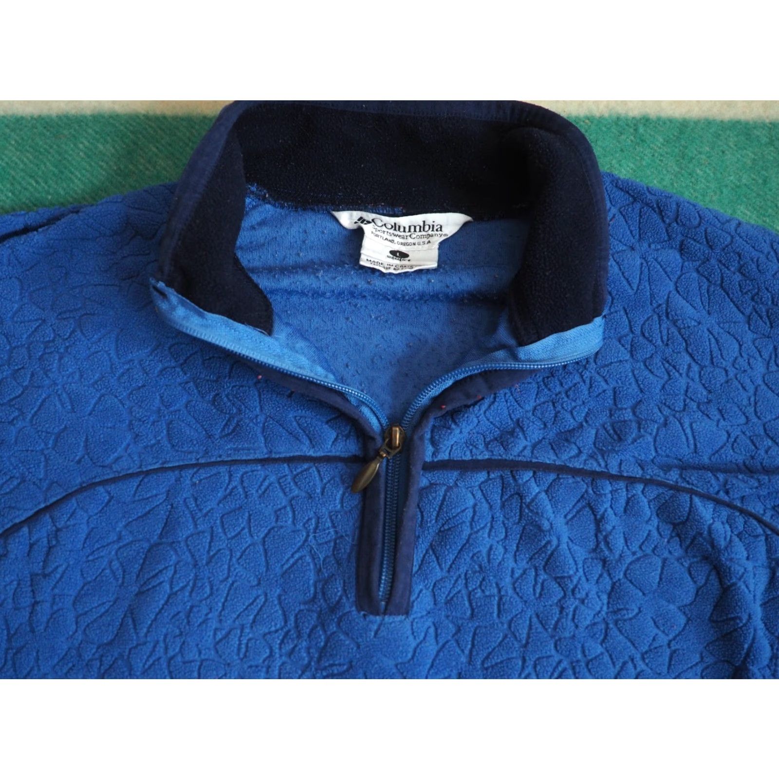 Vintage VTG 90s Columbia Sportswear Royal Blue 1/4 Zip Floral Hiking Jacket Womens L Size L / US 10 / IT 46 - 2 Thumbnail