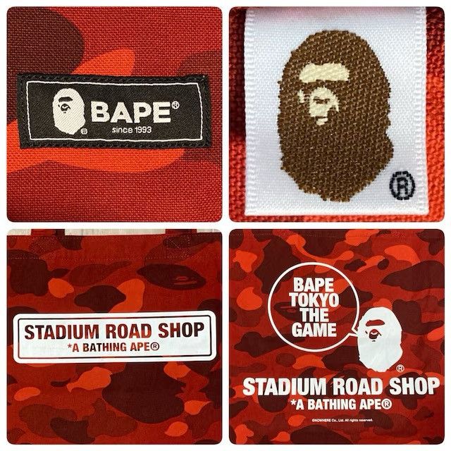 Bape 2021 BAPE TOKYO STADIUM ROAD SHOP RED CAMO Tote Bag APE Size ONE SIZE - 7 Thumbnail
