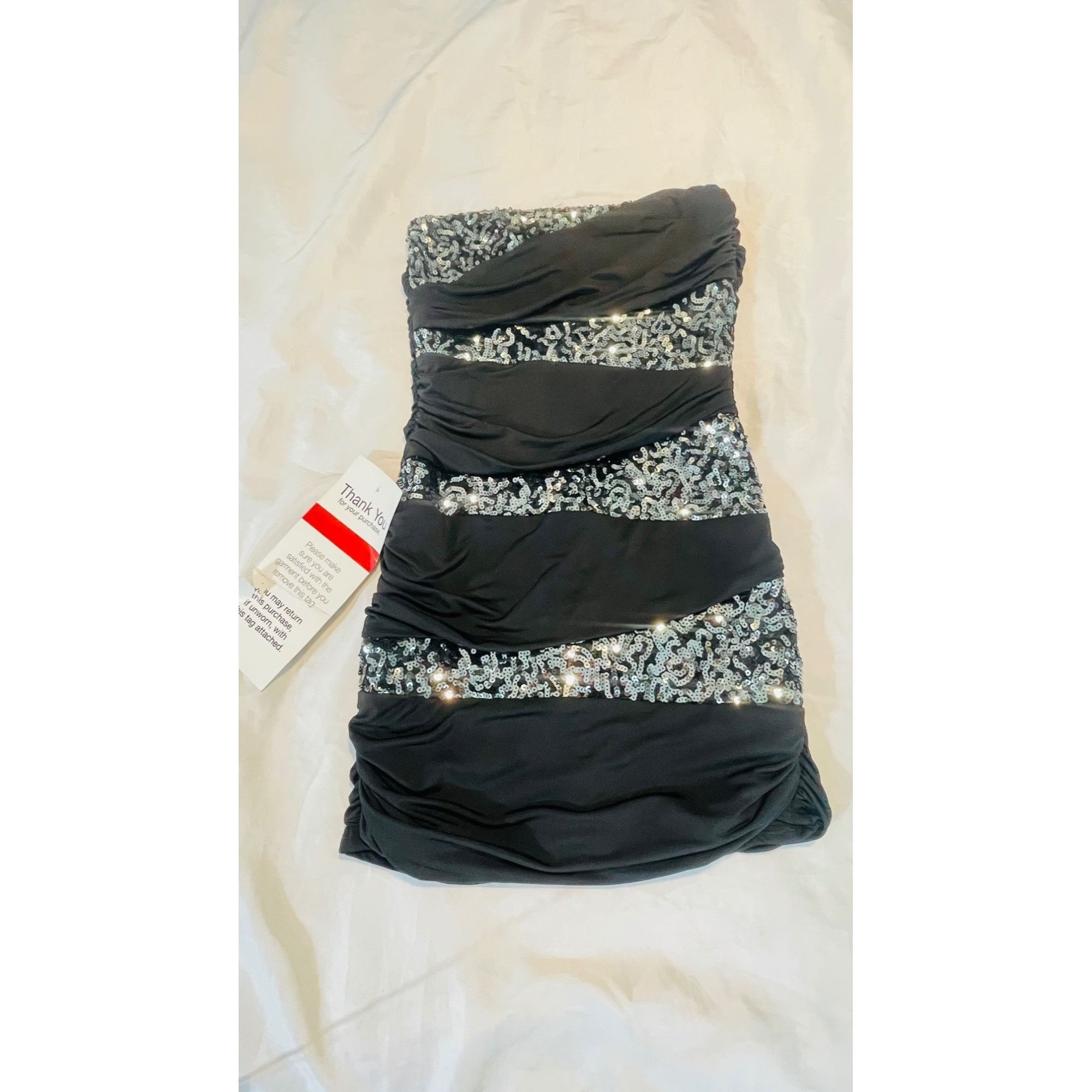Other Strapless Black Ruched Mini Dress Women Sequins Size M Speec Size M / US 6-8 / IT 42-44 - 2 Thumbnail