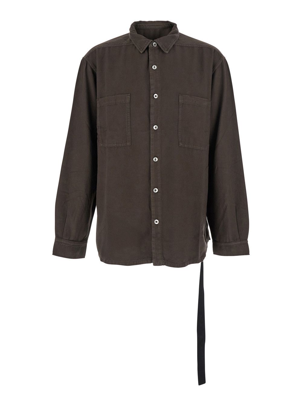 Rick Owens Drkshdw Brown Classic Collar Shirt with Lace Detail in Cotton Woman Size US L / EU 52-54 / 3 - 1 Thumbnail
