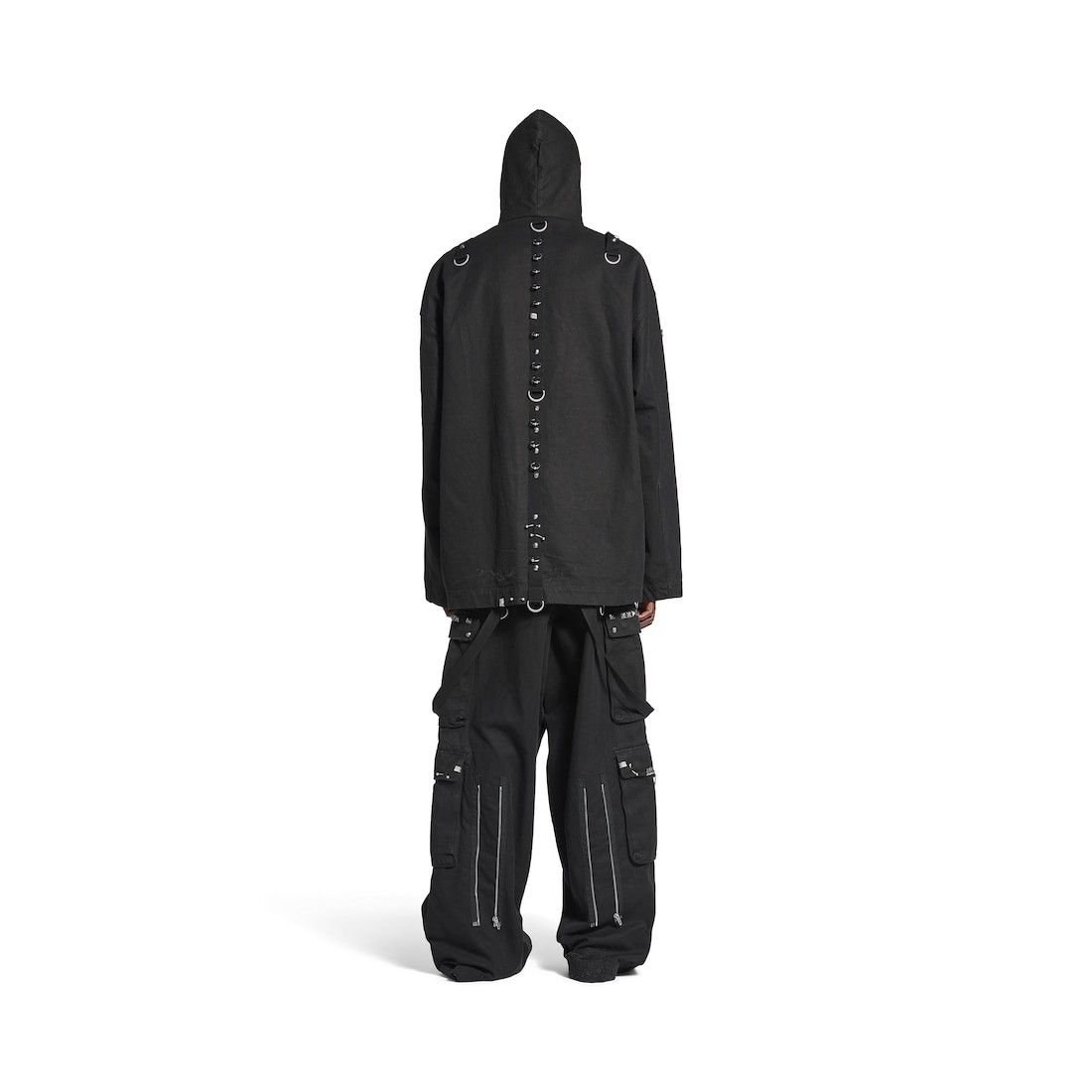 Balenciaga o1w1db10126 Hooded Studded Zip-Up Jacket in Black Size US L / EU 52-54 / 3 - 5 Thumbnail