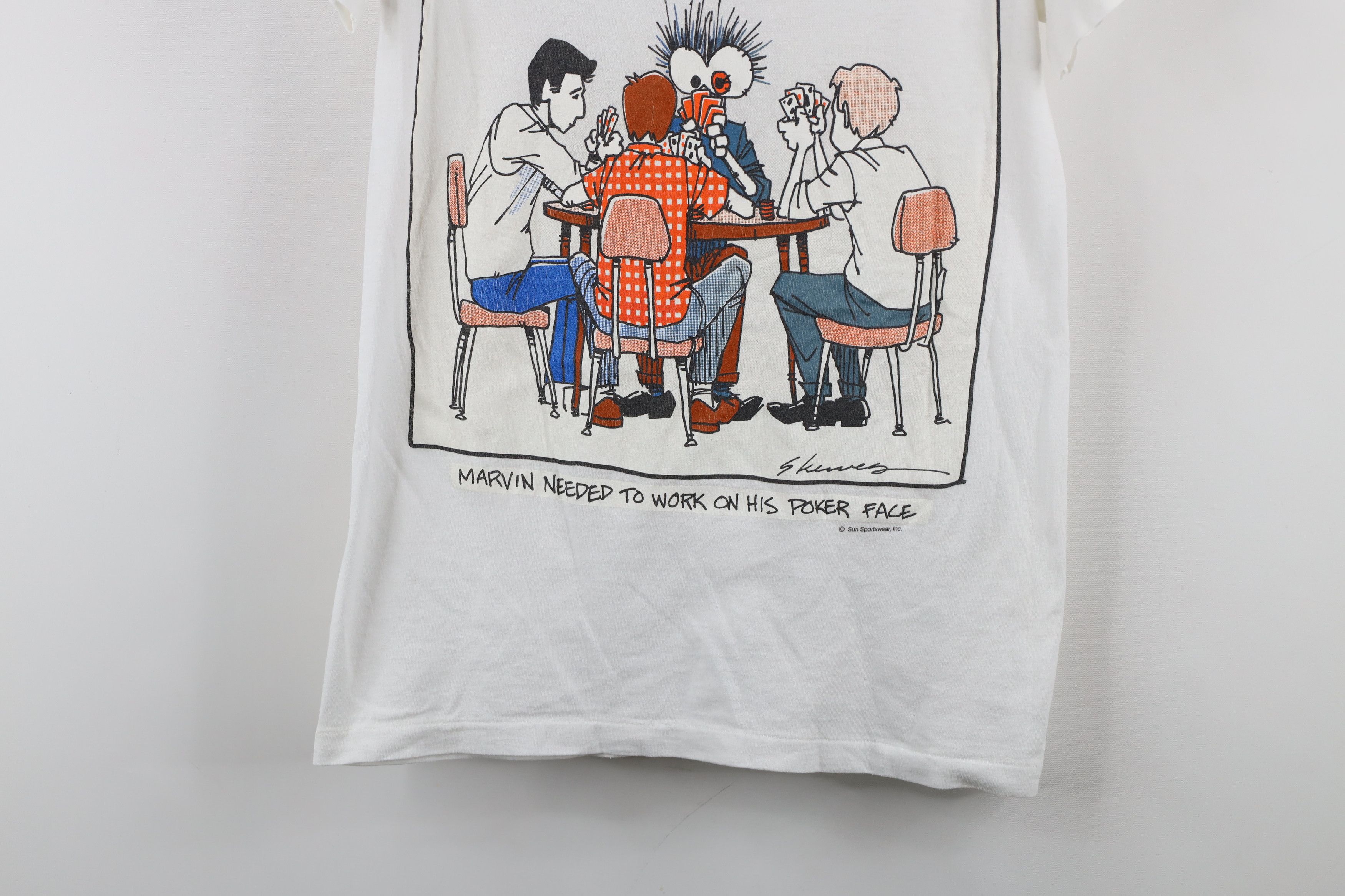Vintage Vintage 80s Streetwear Tees Comic Poker T-Shirt White USA Size US S / EU 44-46 / 1 - 3 Thumbnail