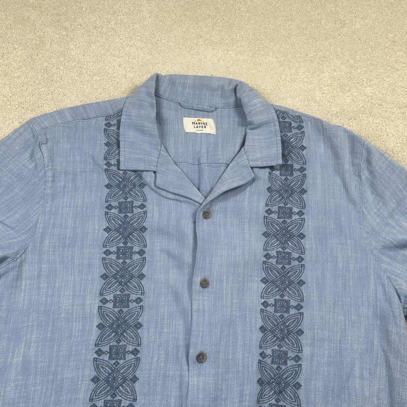 Marine Layer Marine Layer Button Up Shirt Mens Marge Blue Camp Medium Large Size US M / EU 48-50 / 2 - 2 Thumbnail