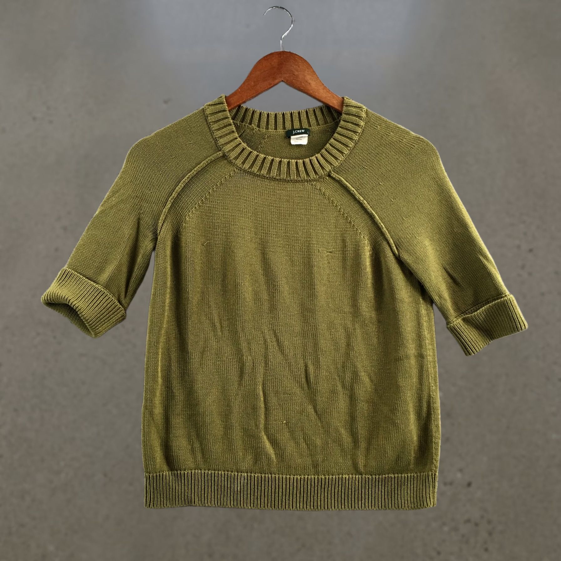 J.Crew J.Crew Sweater Top Womens XS Olive Green Short Sleeve Pullover Regular Fit Size XS / US 0-2 / IT 36-38 - 1 Thumbnail