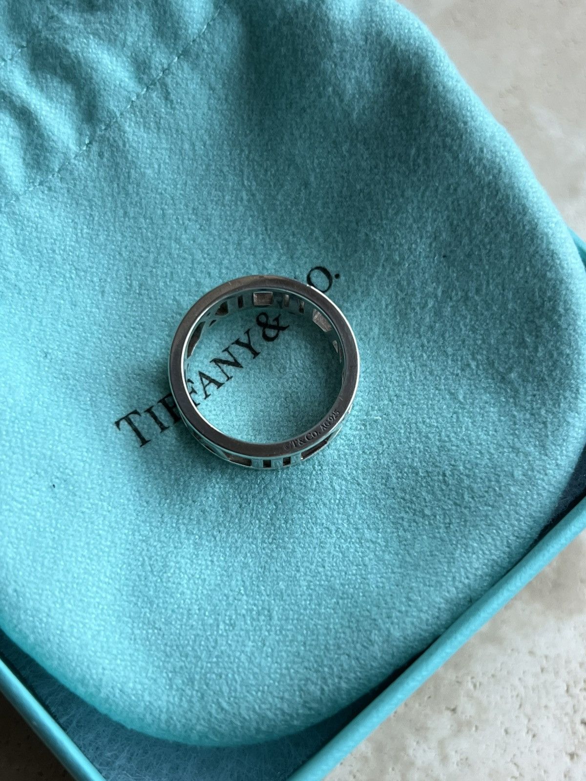 Tiffany & Co. NEW sz5 Atlas Roman Numerals Sterling Silver Ring Size ONE SIZE - 4 Thumbnail