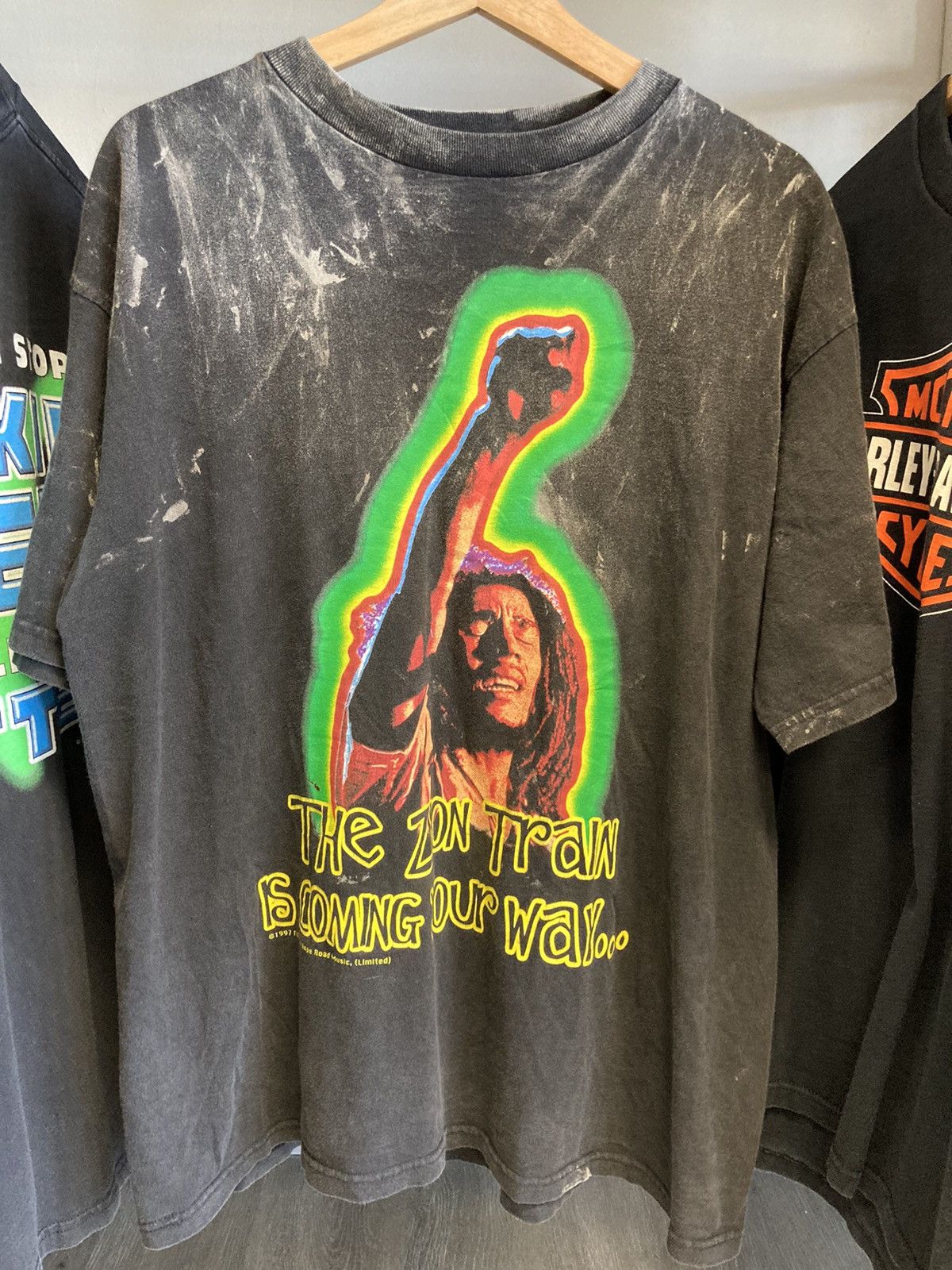 2000'S BOB MARLEY band T-shirt, men's size M unclear black type Vintage Second Hand