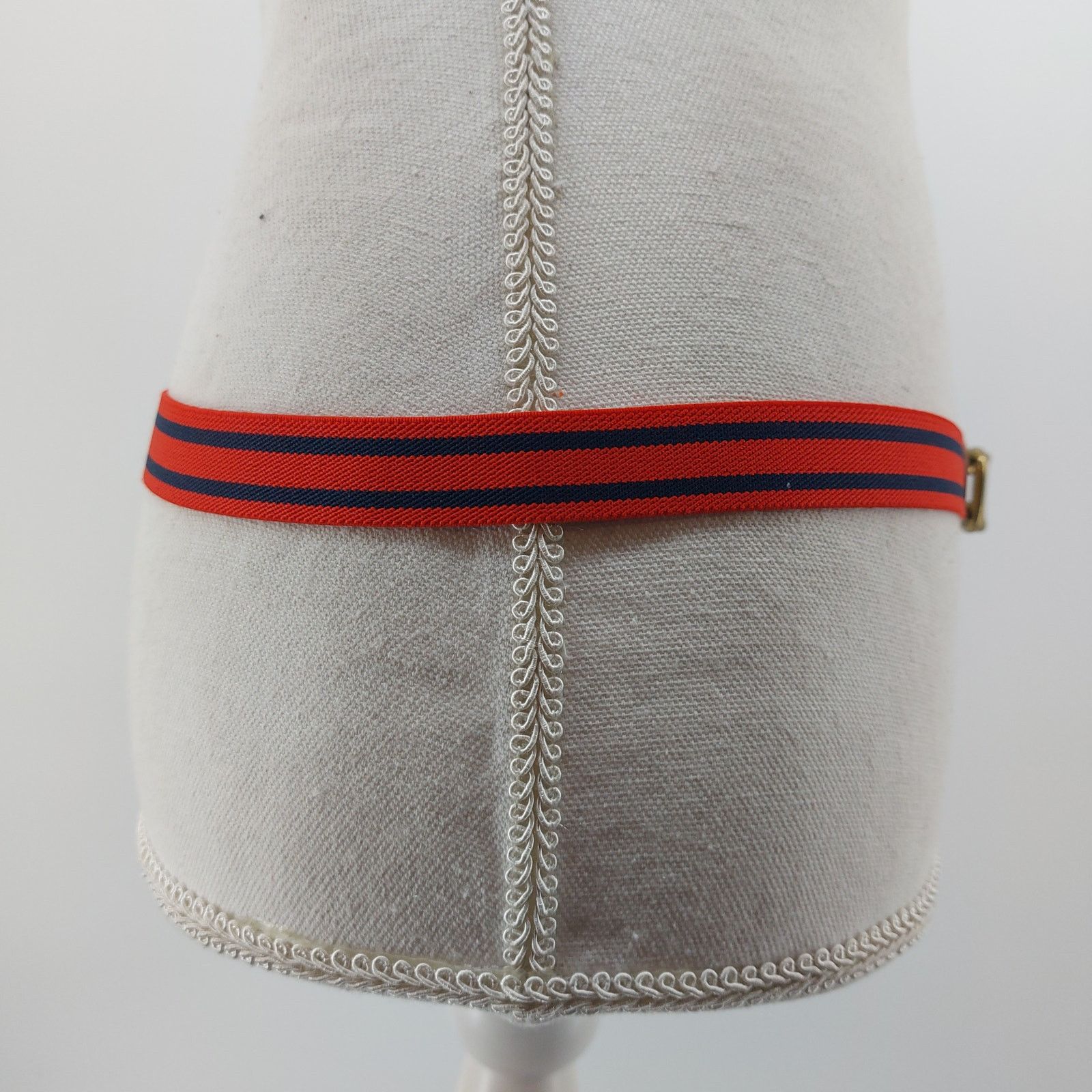 Vintage Women's Vintage Red Navy Blue Striped Skinny Cinch Belt OS Size ONE SIZE - 5 Thumbnail