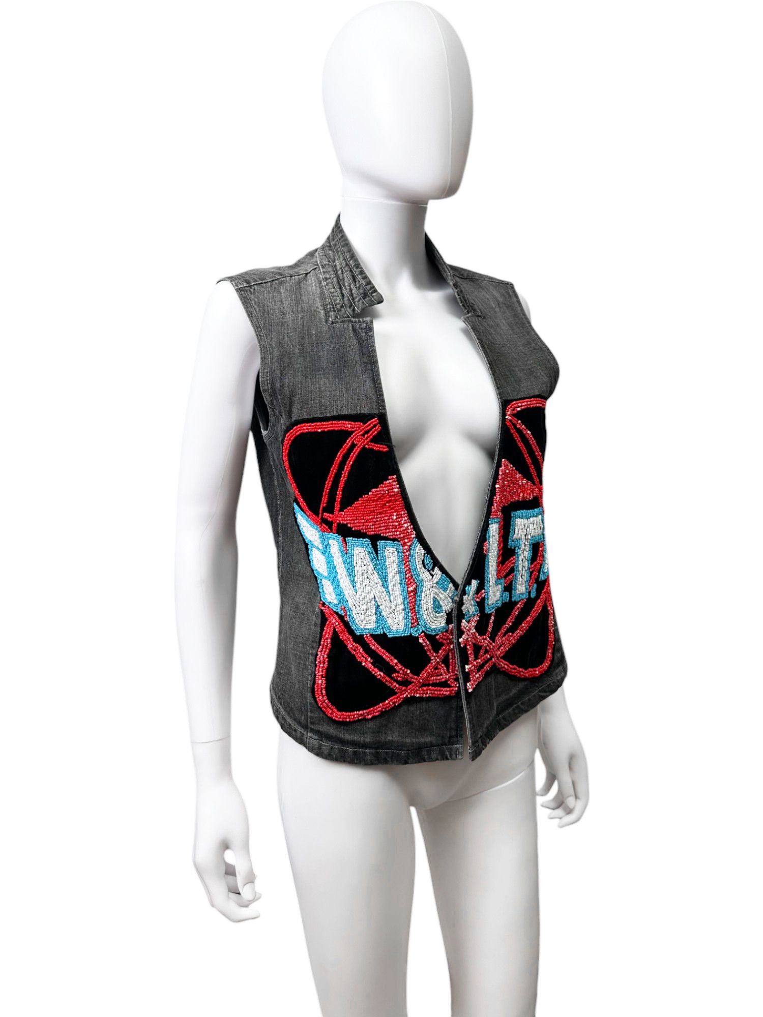 Walter Van Beirendonck S/S 2002 Embroidered Grey Gilet Size US M / EU 48-50 / 2 - 2 Thumbnail