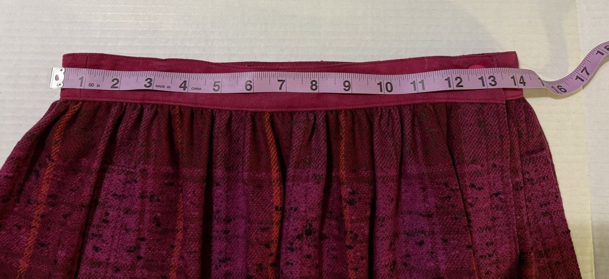 Escada Escada Women’s Vintage Wool Hot Pink Red Stripe Wrap Skirt Size 40" / US 18 - 10 Thumbnail