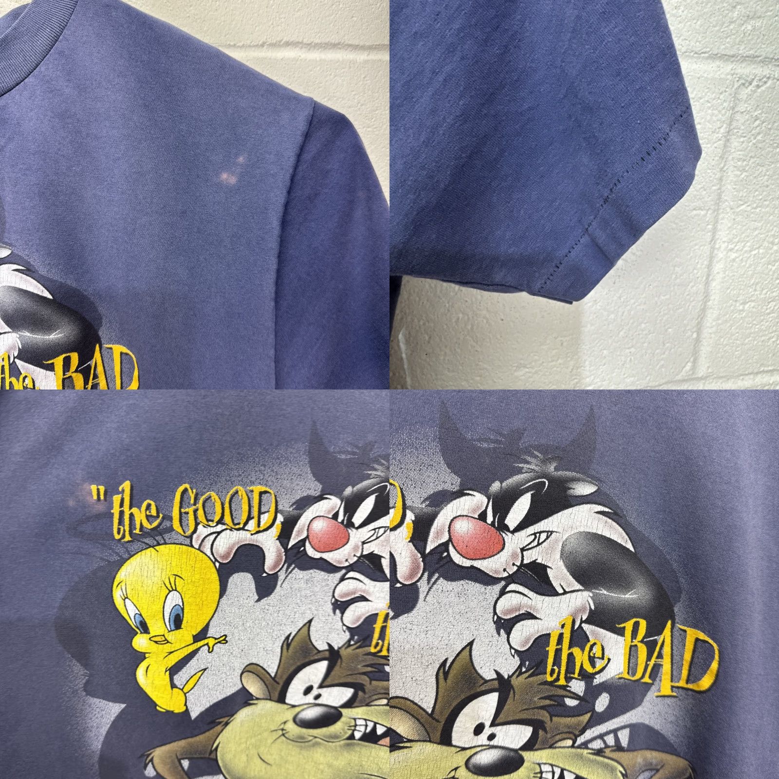Vintage VINTAGE Looney Tunes T-Shirt 90s Long Sleeve Crew Neck Blue Large Tasmanian Devil Sylvester Tweety Mens Size US L / EU 52-54 / 3 - 8 Thumbnail