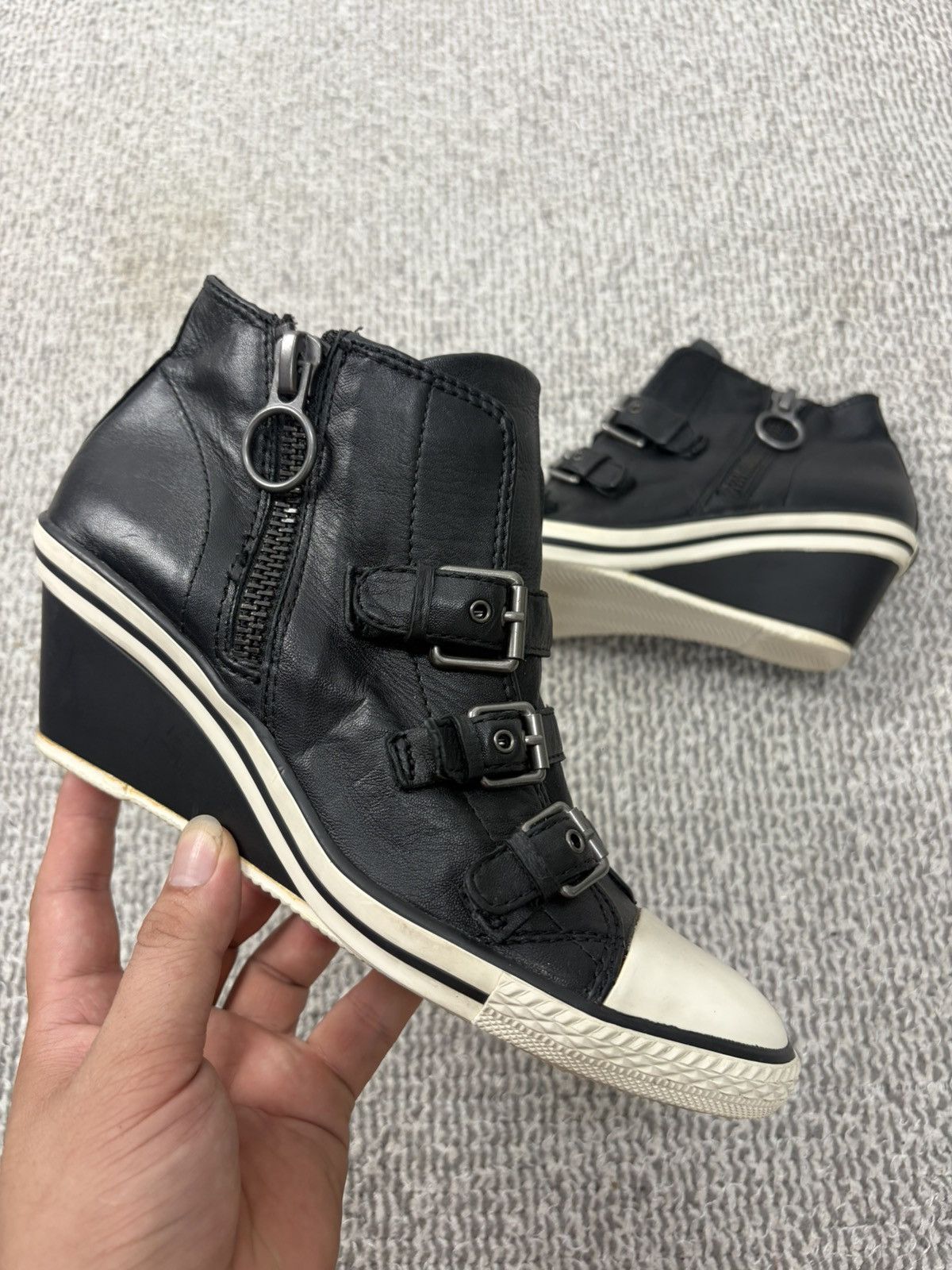 ASH Ash Wedge Genial Buckled Leather Size 40 Size US 10 / IT 40 - 4 Thumbnail