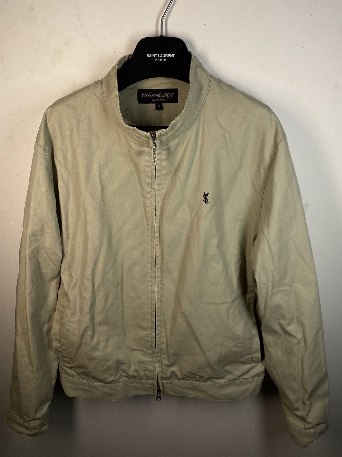 Yves Saint Laurent Beige 90s YSL Jacket Canvas Cotton Light Classic Bomber Size US M / EU 48-50 / 2 - 2 Thumbnail