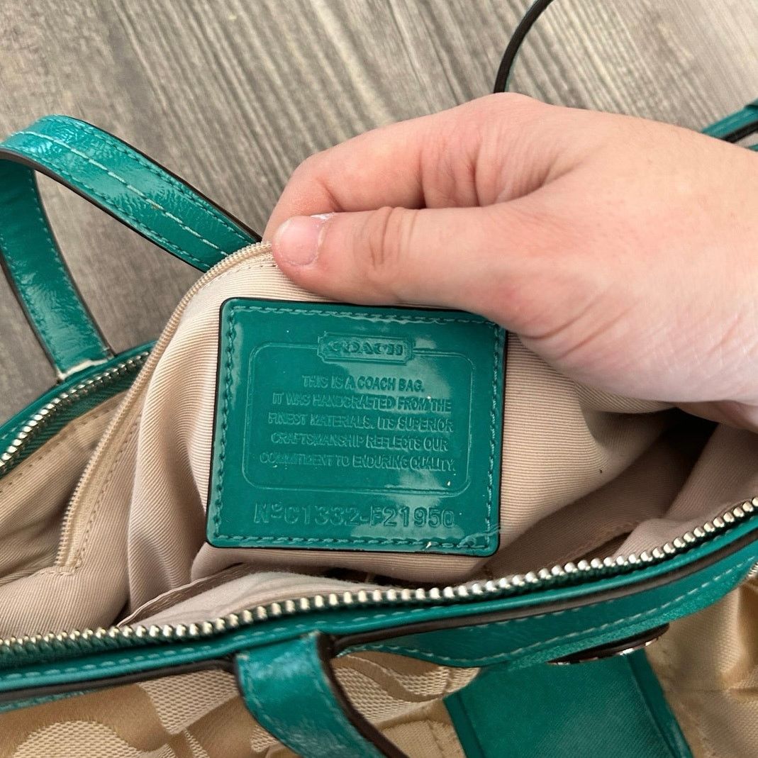 Coach coach teal beige handbag and matching wallet, authentic with Size ONE SIZE - 3 Thumbnail