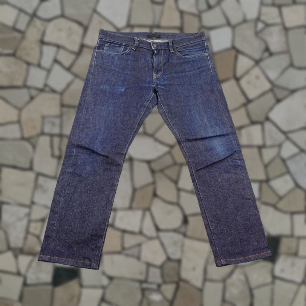 Uniqlo Uniqlo Jeans Mens 33x32 Blue Kaihara Selvedge Slim Straight Low Rise Faded Jeans Size US 33 - 1 Thumbnail