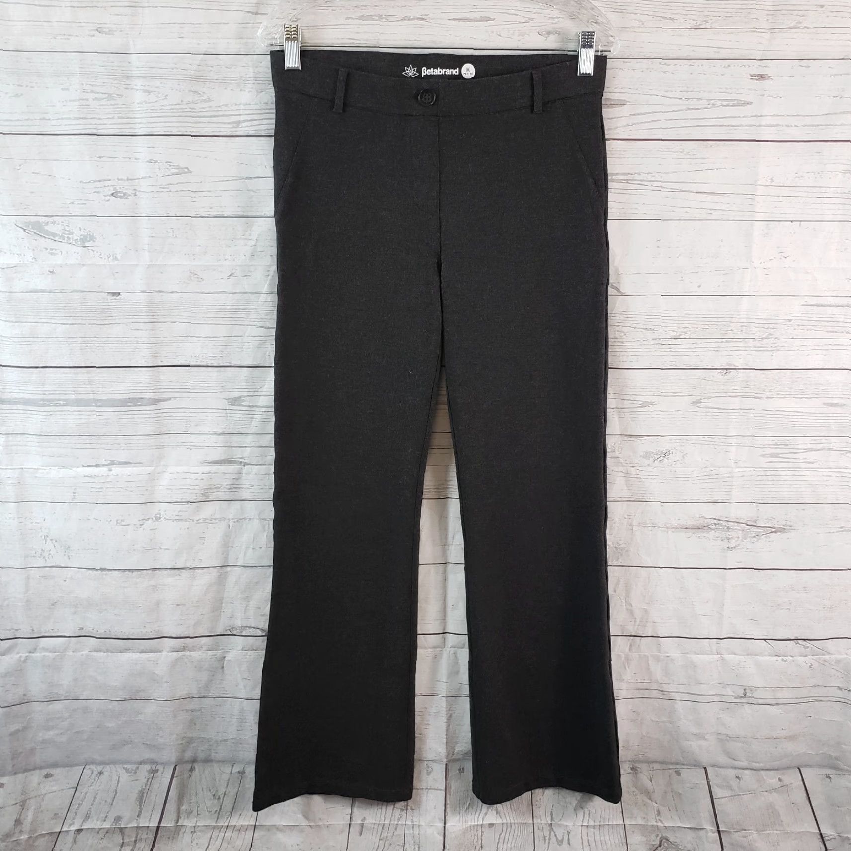 Vintage Betabrand Womens Dress Pants Gray Bootcut Pull On Mid Rise Petite Medium Size 32" / US 10 / IT 46 - 2 Thumbnail