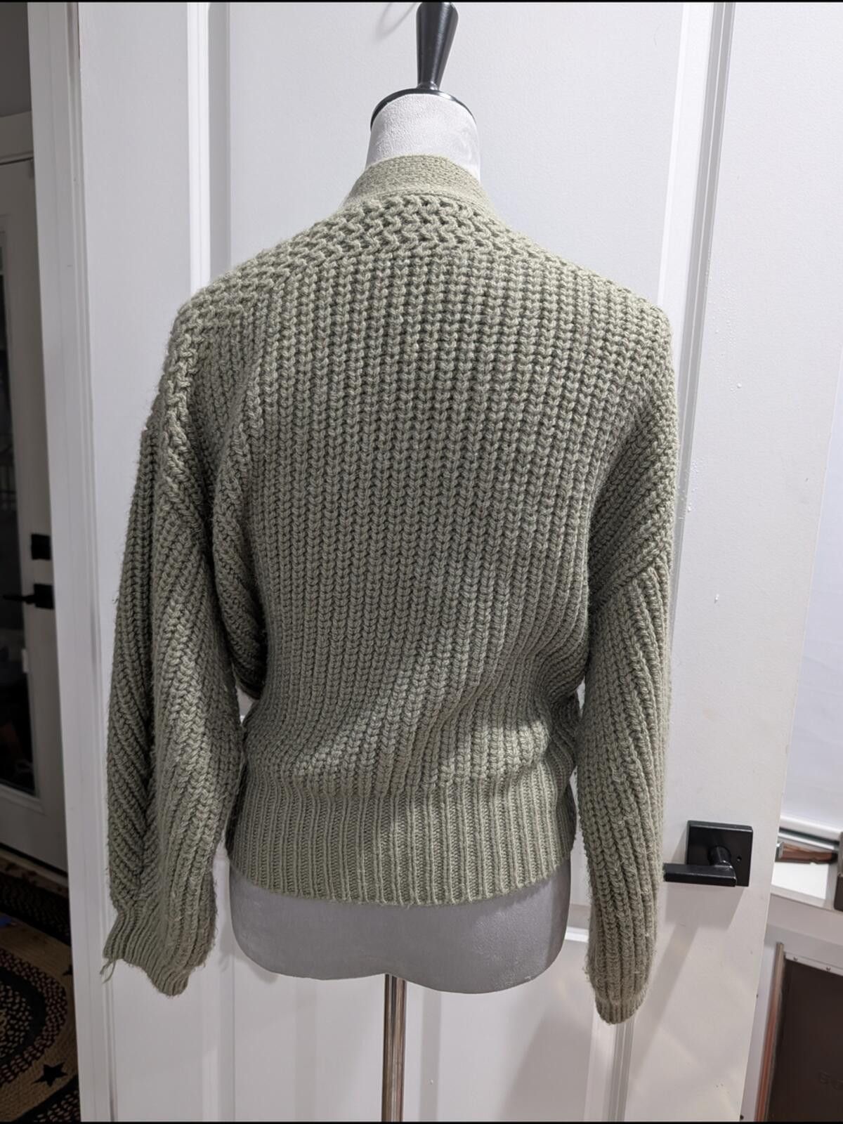 Zara Olive Green Wrap Knit Sweater with Tie Belt Size S / US 4 / IT 40 - 3 Thumbnail