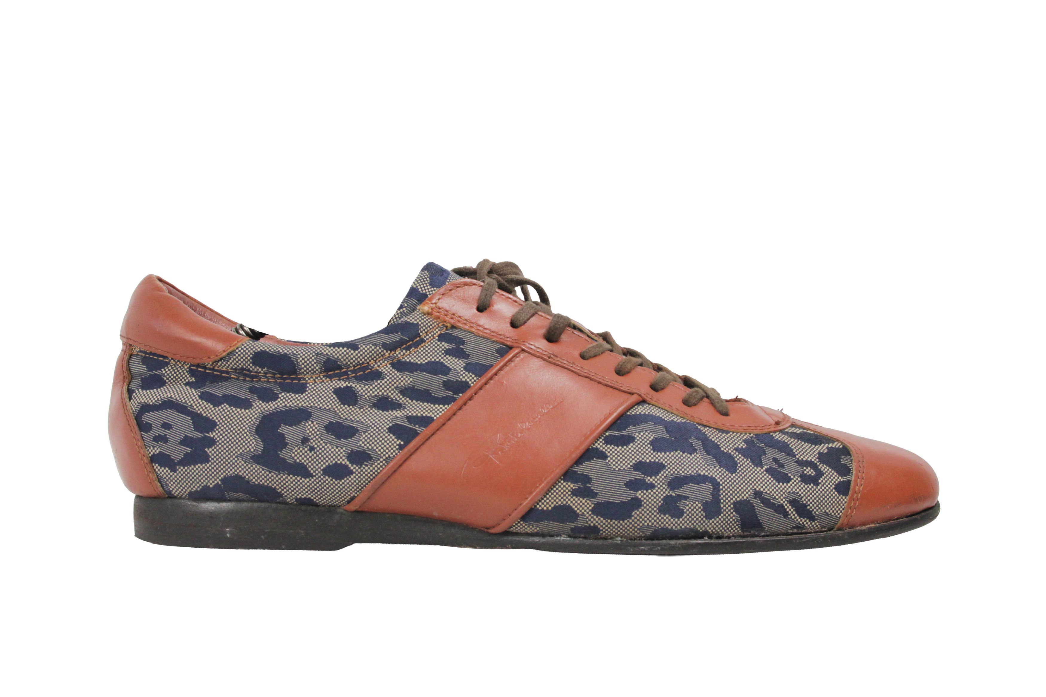 Roberto Cavalli 00S Leopard Jacquard Low Sneakers Vintage Size US 10 / EU 43 - 1 Thumbnail