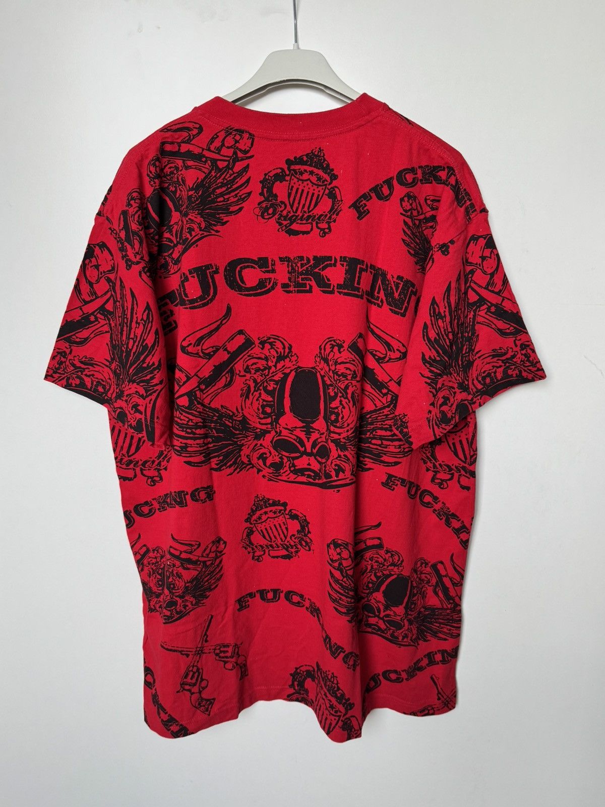 Affliction × Japanese Brand FU$KING Affliction Type Red T-shirt XL Fubu Rap Hip-hop Size US XL / EU 56 / 4 - 5 Thumbnail