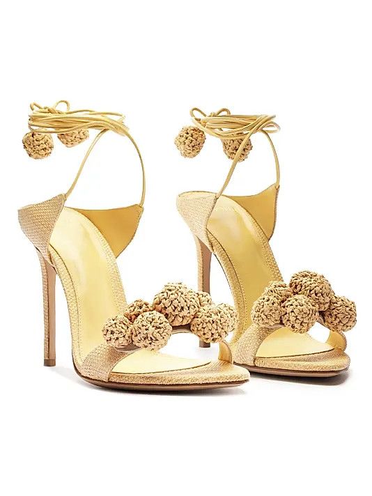Alexandre Birman os11x1225 Resse 100MM Raffia Ankle-Wrap Sandals in Creamy Size US 11 / IT 41 - 7 Thumbnail