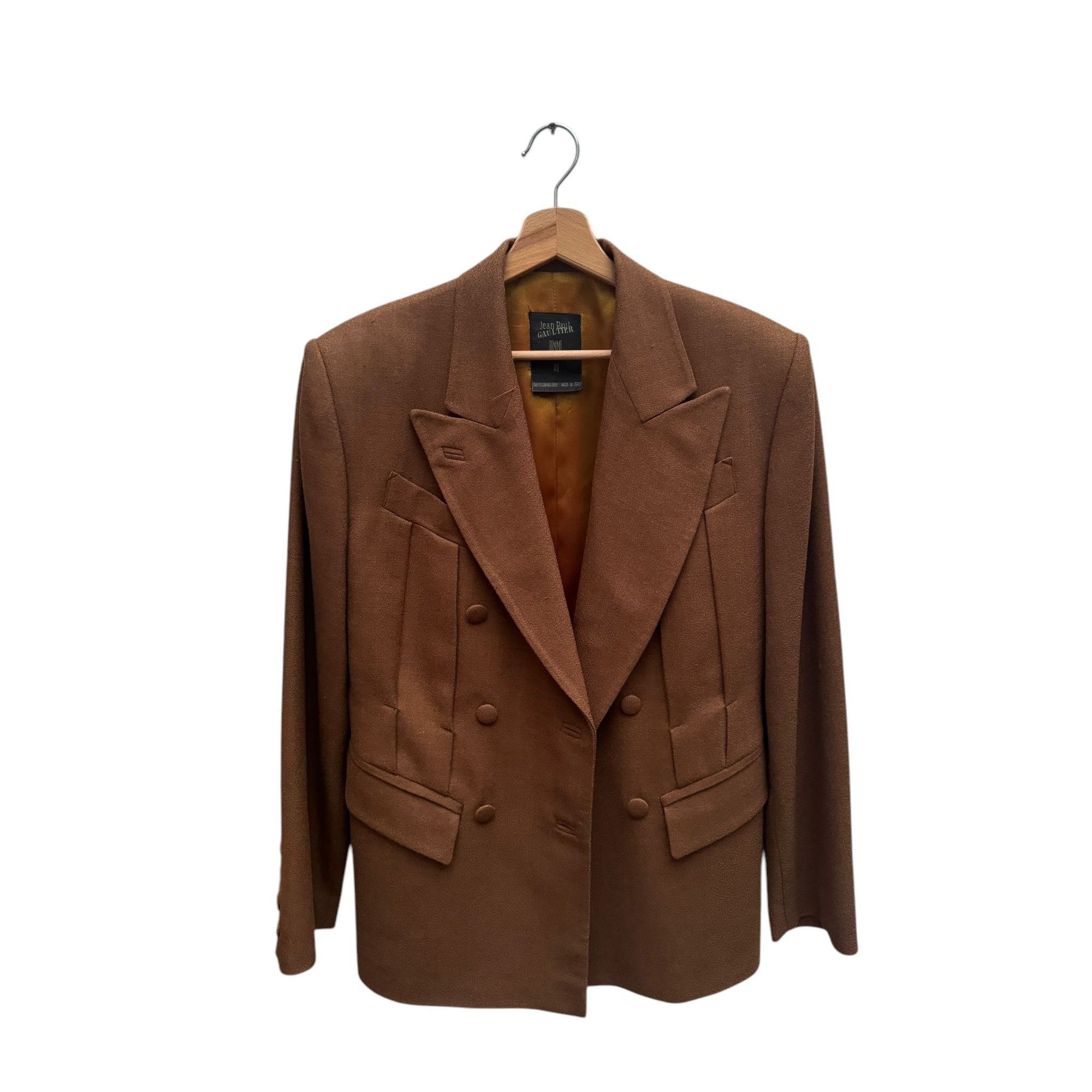 Jean Paul Gaultier Vintage Oversized Brown Wool Blazer Jacket Size M / US 6-8 / IT 42-44 - 3 Thumbnail
