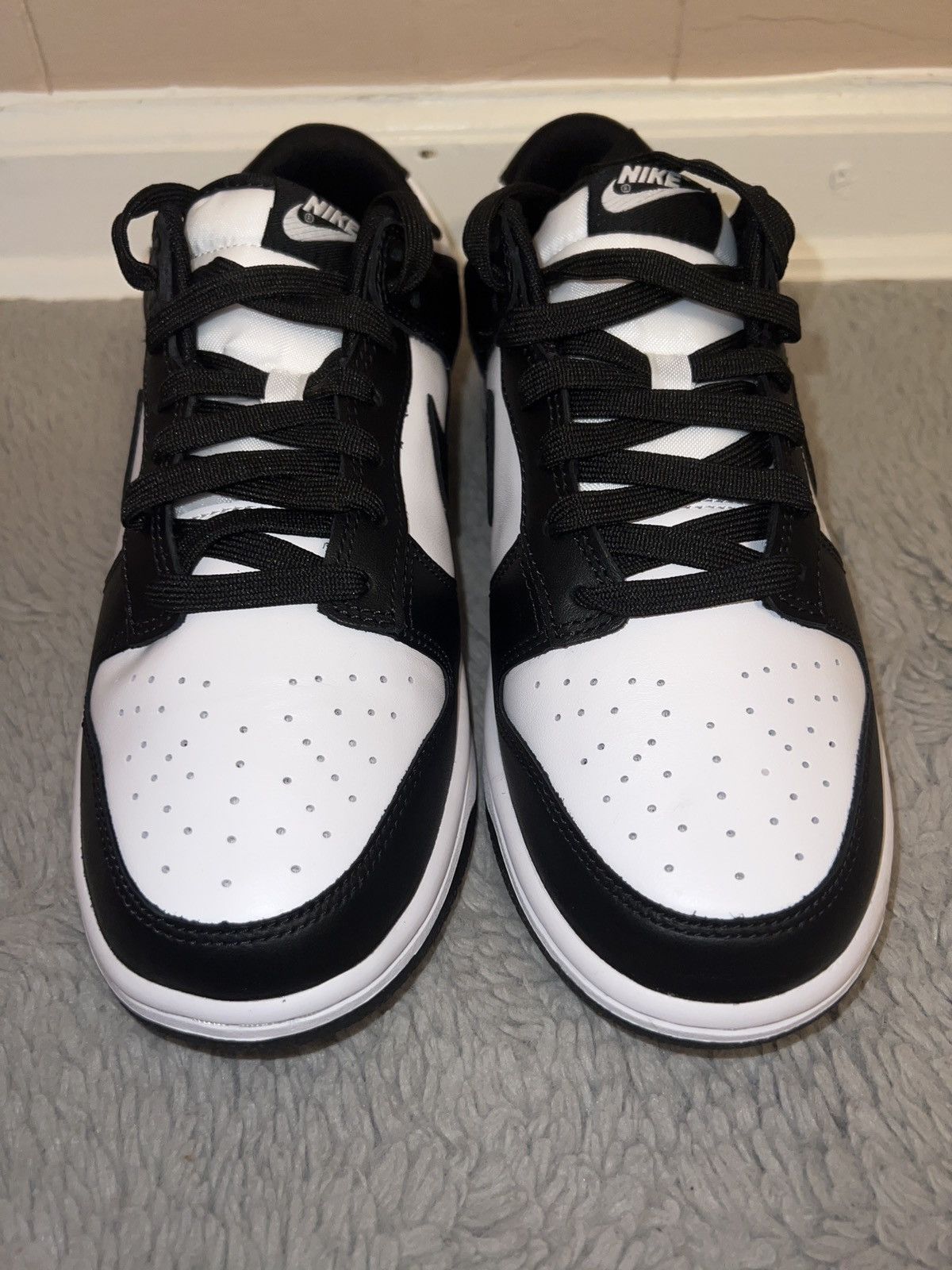 image of Nike Dunk Low Retro Panda Shoes in Black, Men's (Size 8.5)