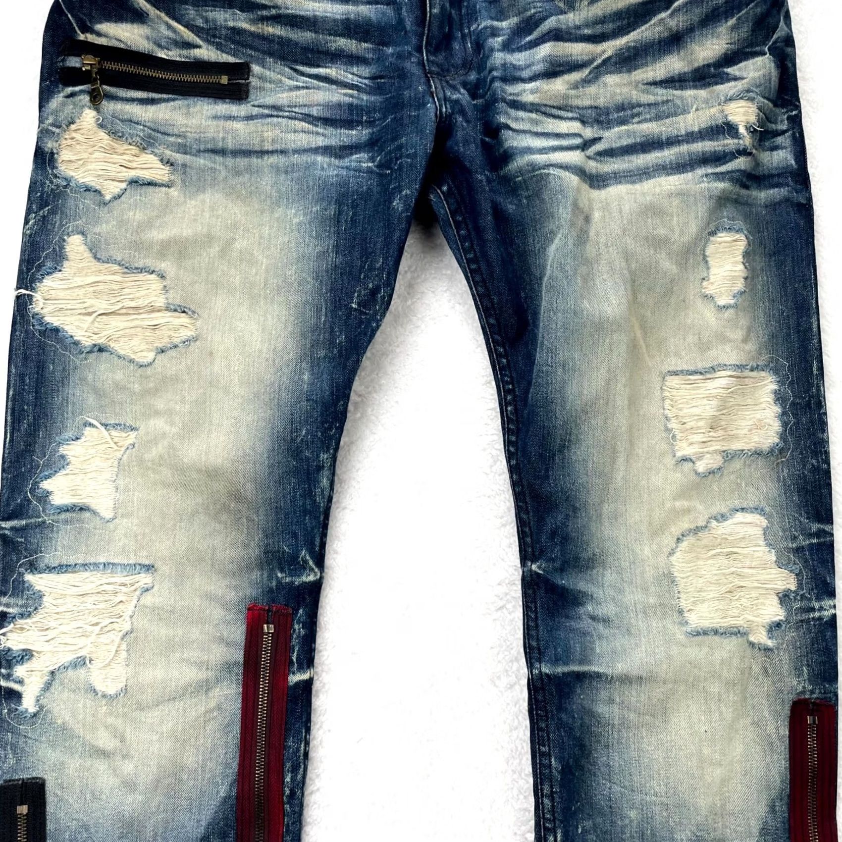 Vintage VINTAGE Robins Jeans Jeans Mens 44x30 Red Label Thrashed Distressed Ankle Zipper Studs Wings Women? Size US 44 / EU 60 - 3 Thumbnail