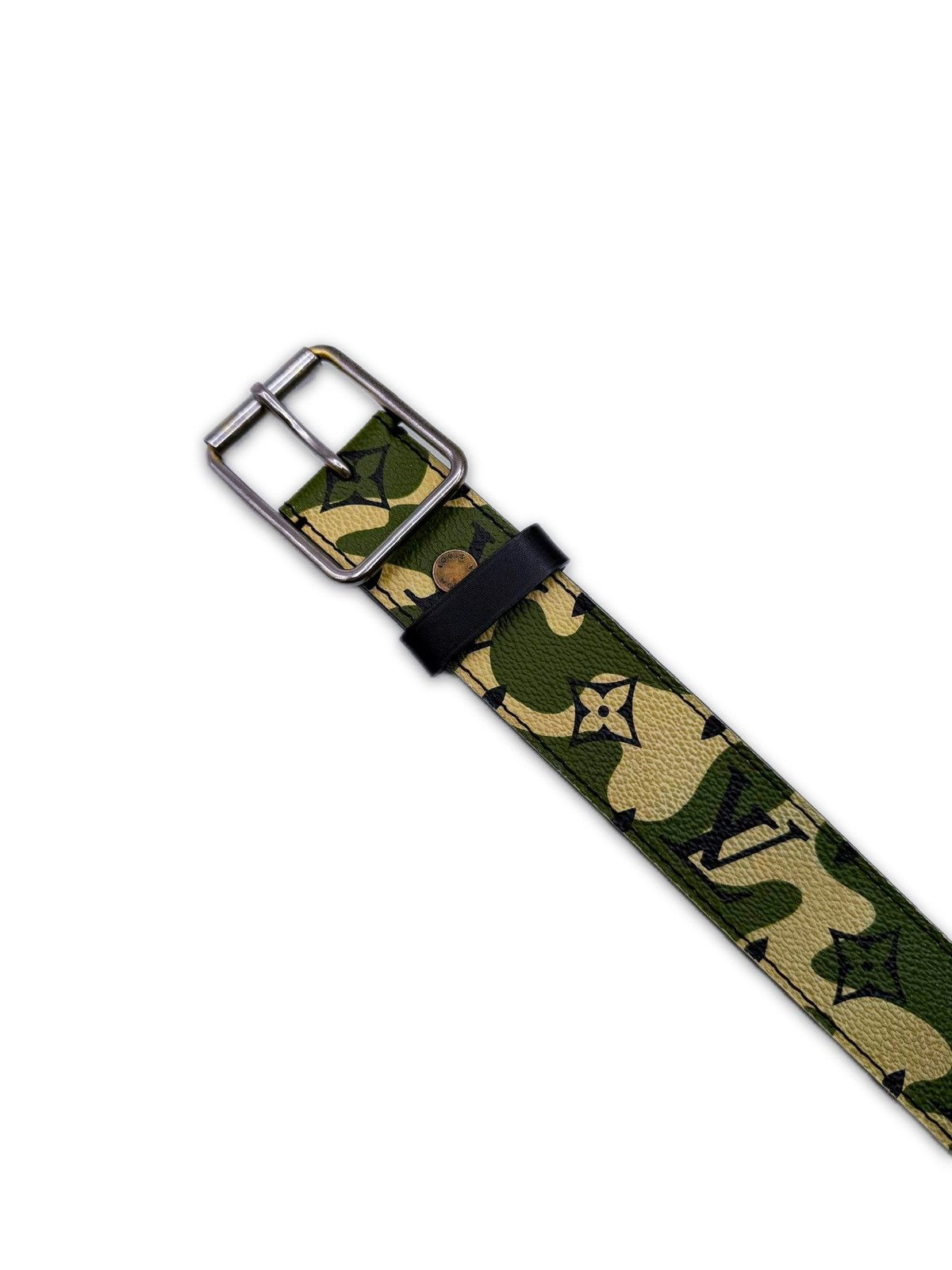 Louis Vuitton × Takashi Murakami 2007 Louis Vuitton x Takahashi Murakami Green Camo Leather Belt Size 34 - 2 Thumbnail